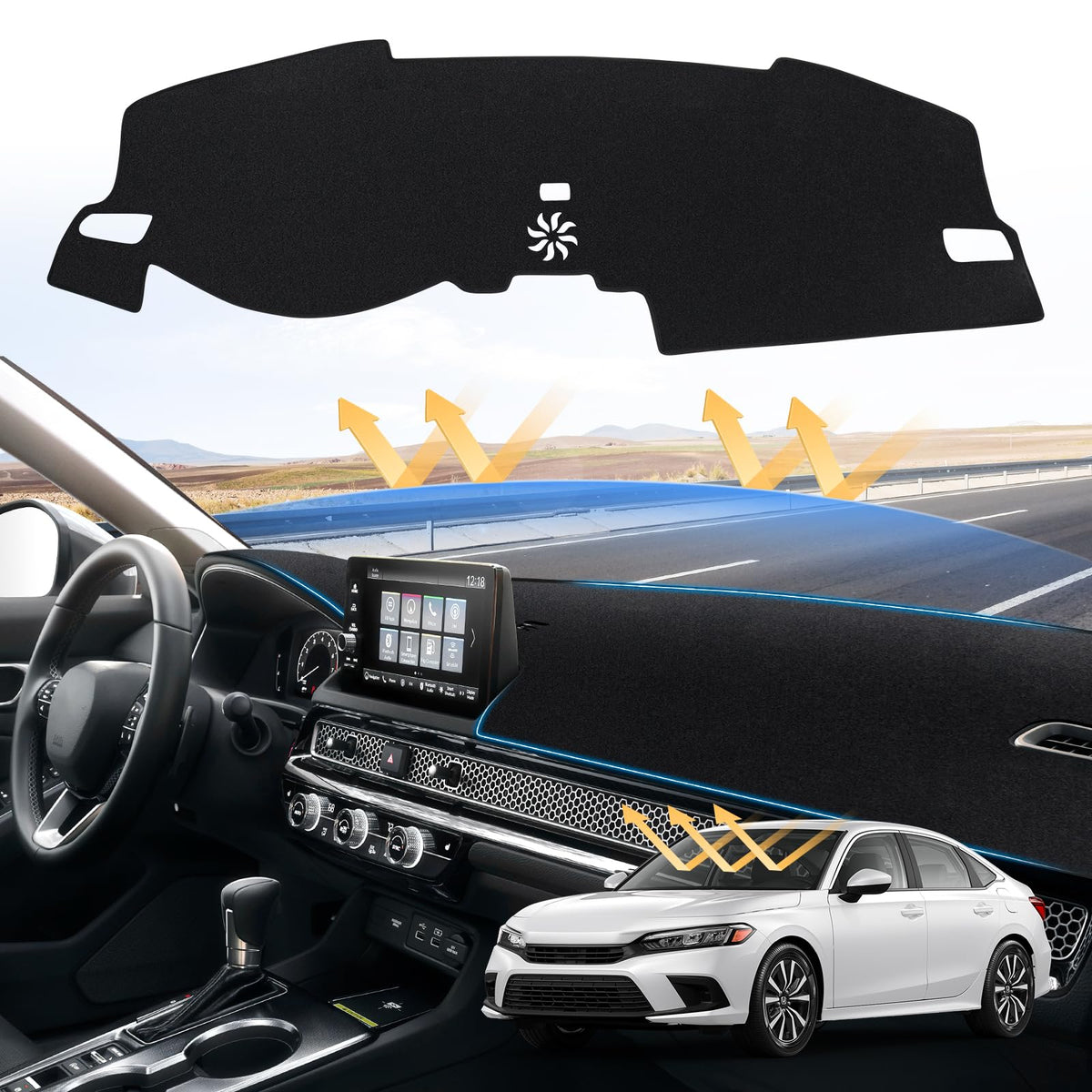 Sunsdrew Civic Dash Cover for 2022-2026 Honda Civic Dashboard - Product Imagery