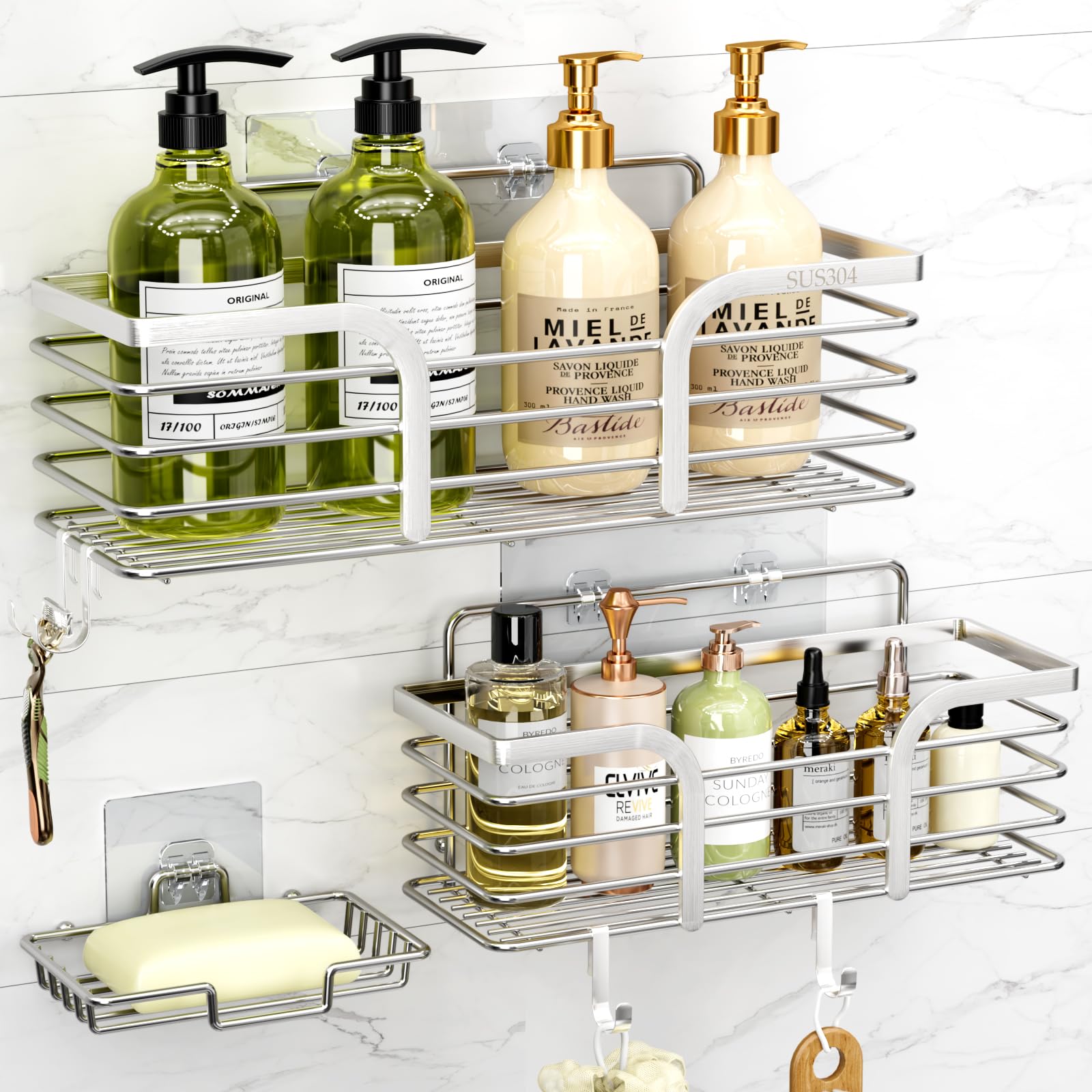 Yougai Shower Caddy, Shower Organizer with Soap Holder and - Product Imagery