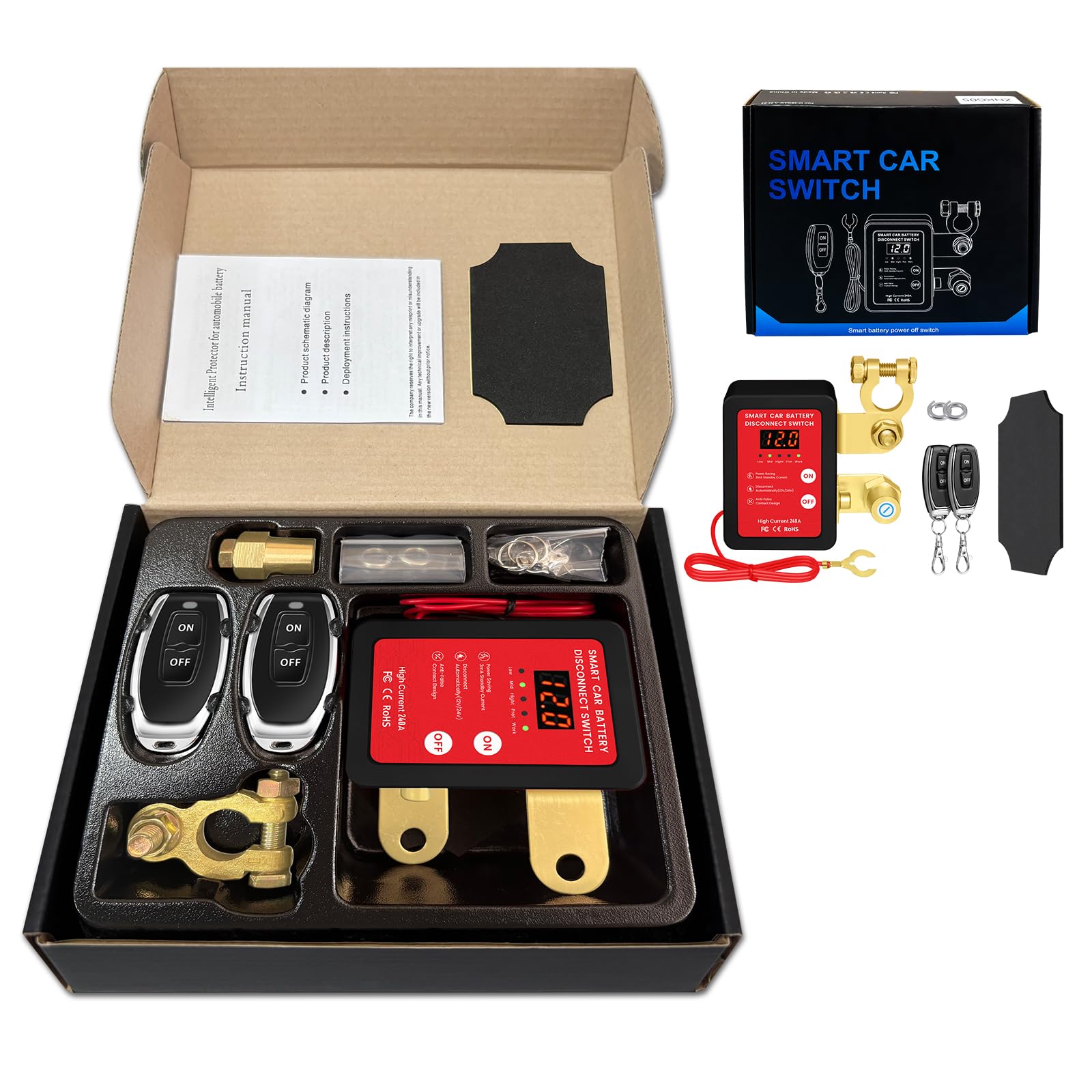 12V Smart Battery Disconnect Switch with Remote Control - - Product Imagery