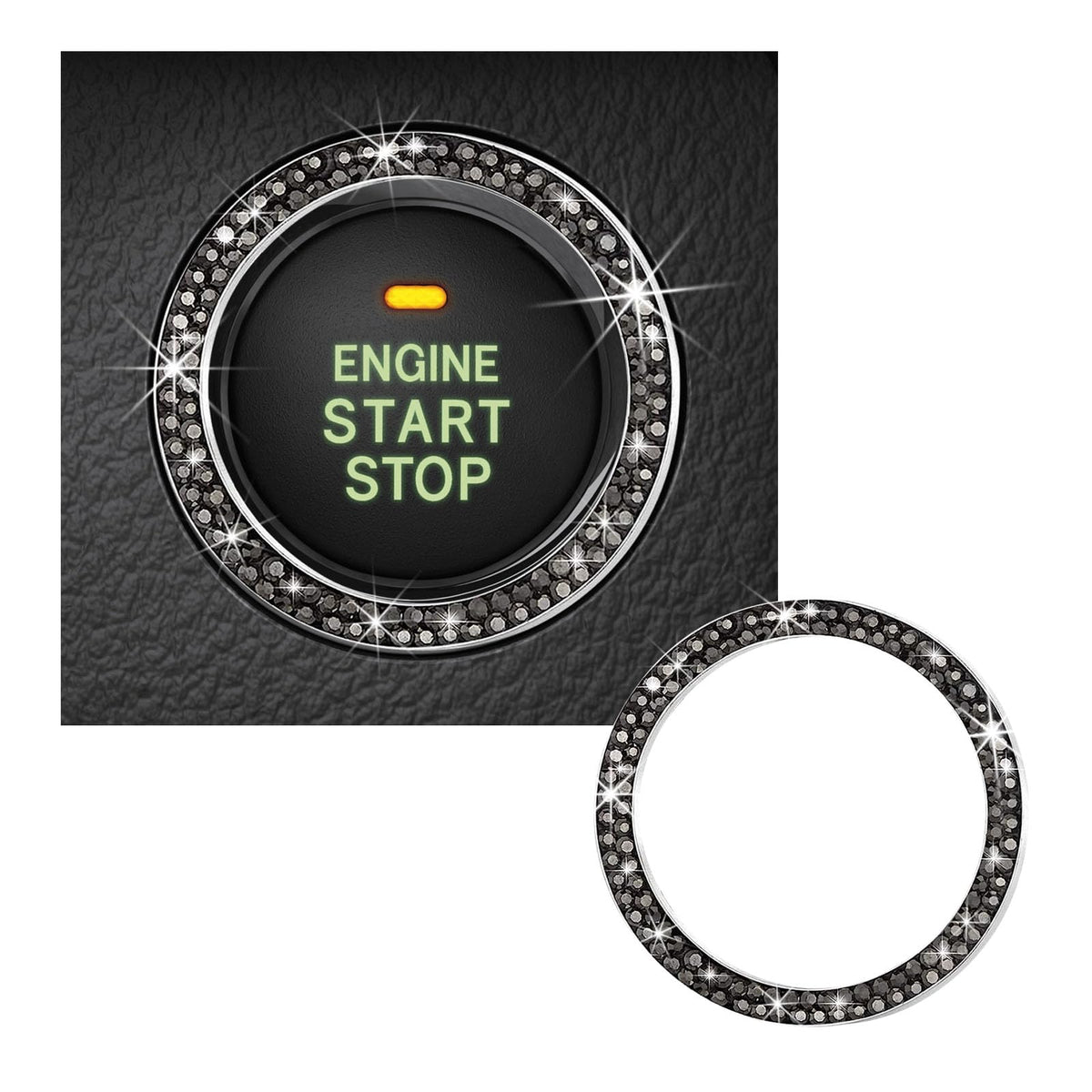 Kewucn Bling Crystal Double Rhinestone Car Engine Start - Product Imagery