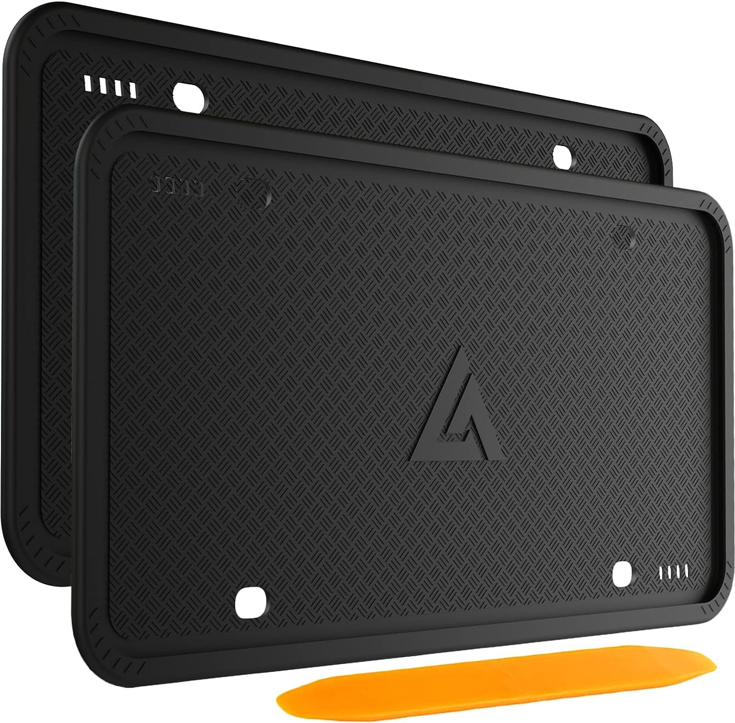 Aujen Silicone License Plate Frames Black, 2 Pack Car License - Product Imagery