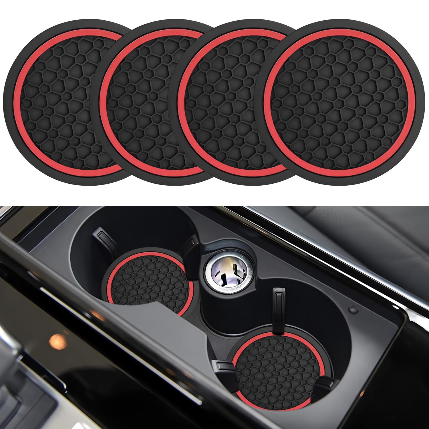 4PCS Car Cup Holder Coasters,Universal Auto Non-Slip Insert - Product Imagery