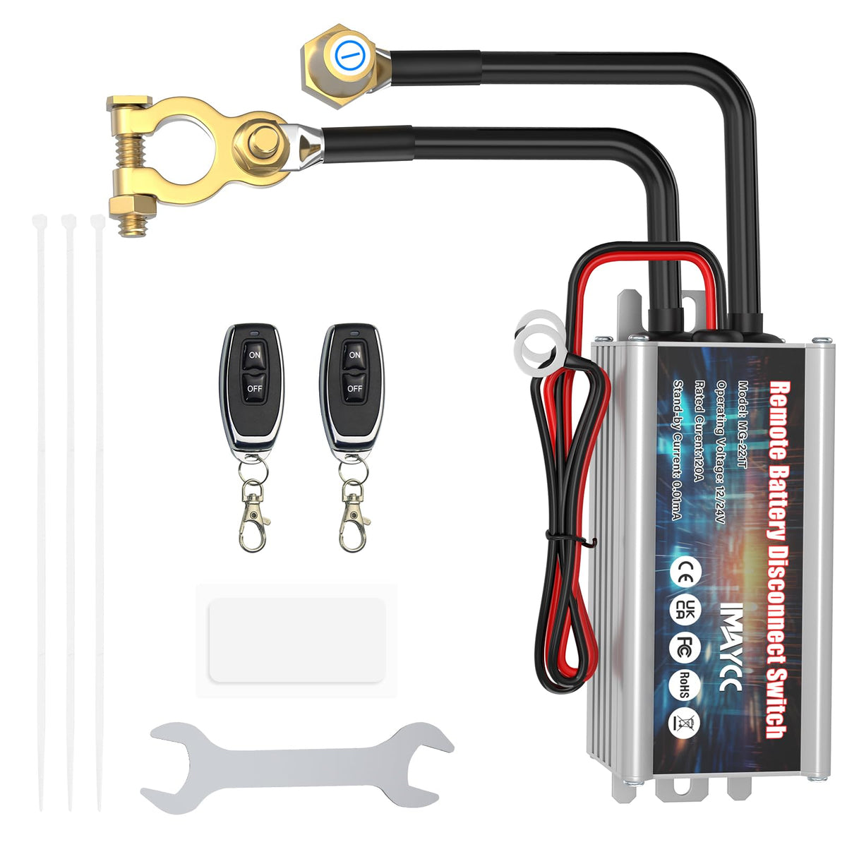 IMAYCC Battery Kill Switch for Car 12V 120A, Remote Battery - Product Imagery