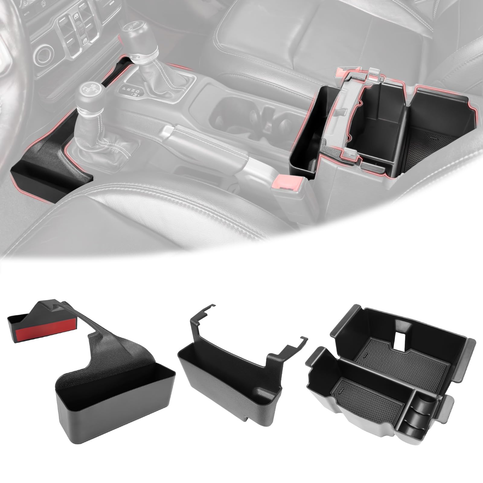 Center Console Gear Shift Organizer Fit for 2018-2025 Jeep - Product Imagery