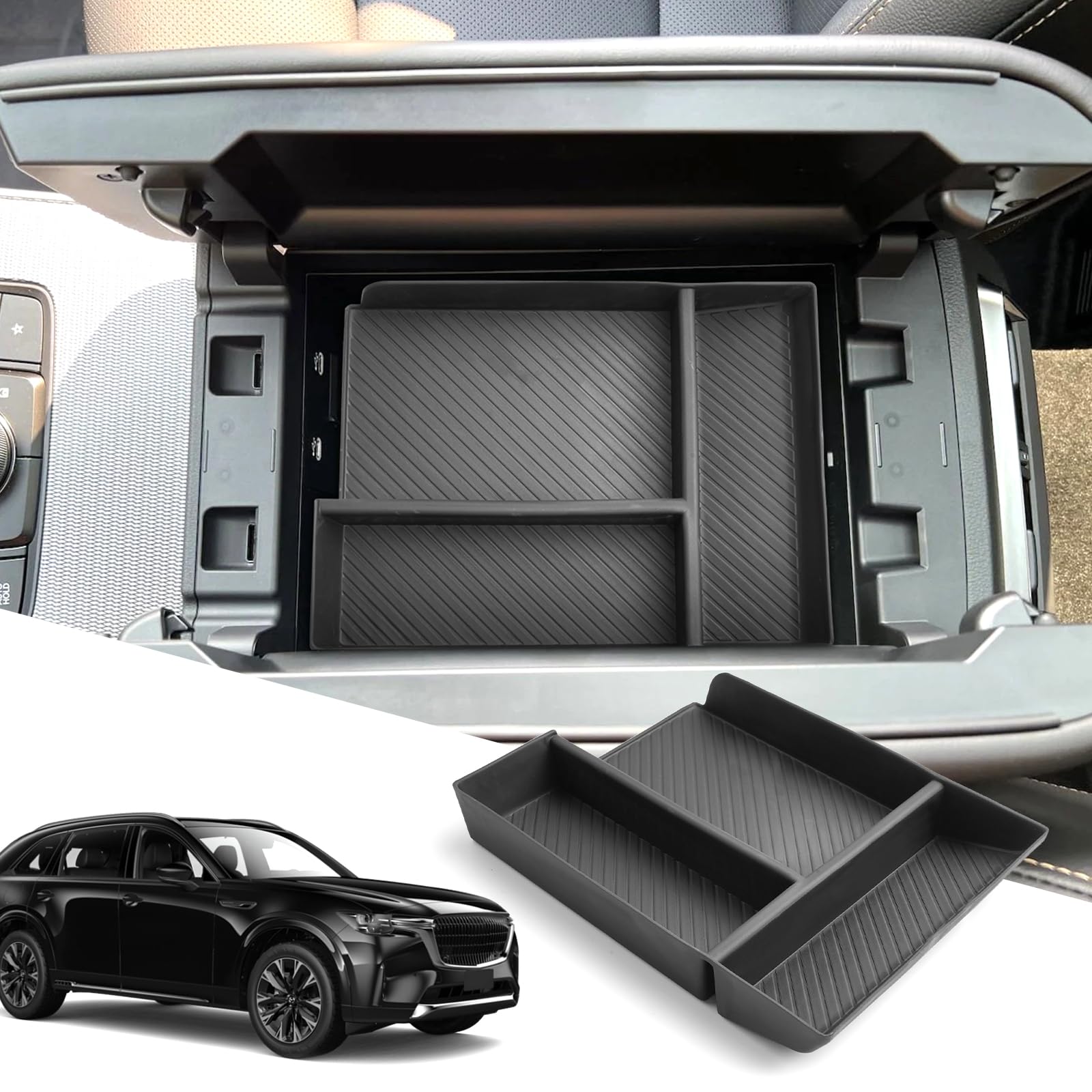 SXCY for 2024 2025 2026 Mazda CX90 CX70 Center Console Organizer - Product Imagery
