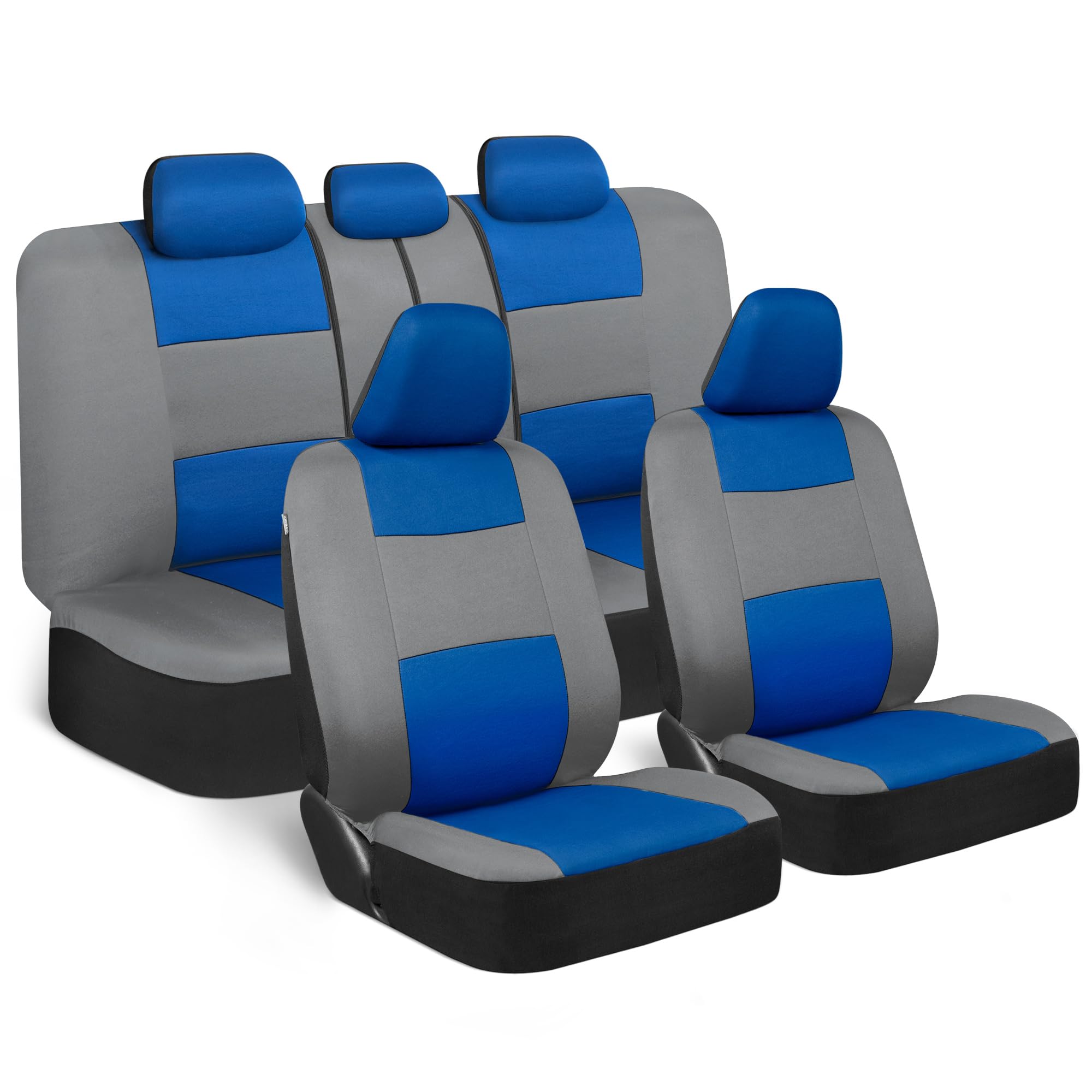 BDK PolyPro Car Seat Covers Full Set in Blue & Gray – Front and - Product Imagery