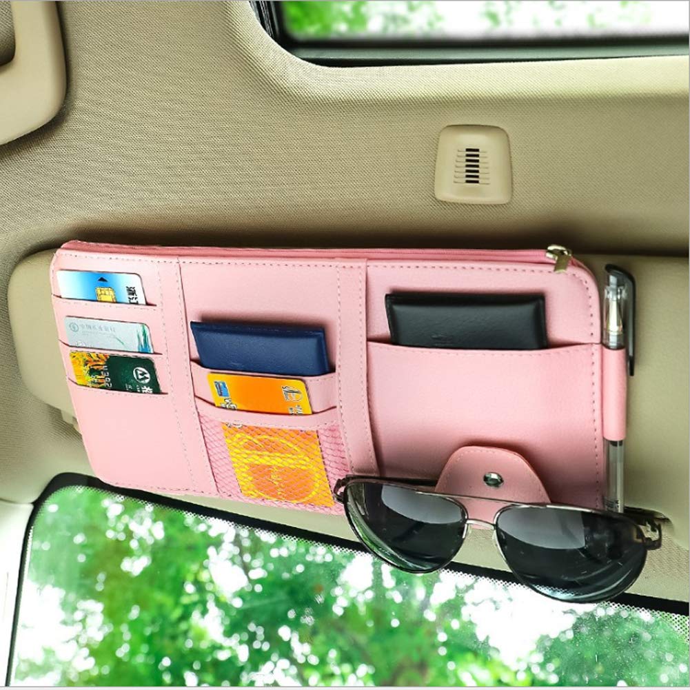 Pink Car Sun Visor Organizer, Car Interior Storage Accessory for - Product Imagery