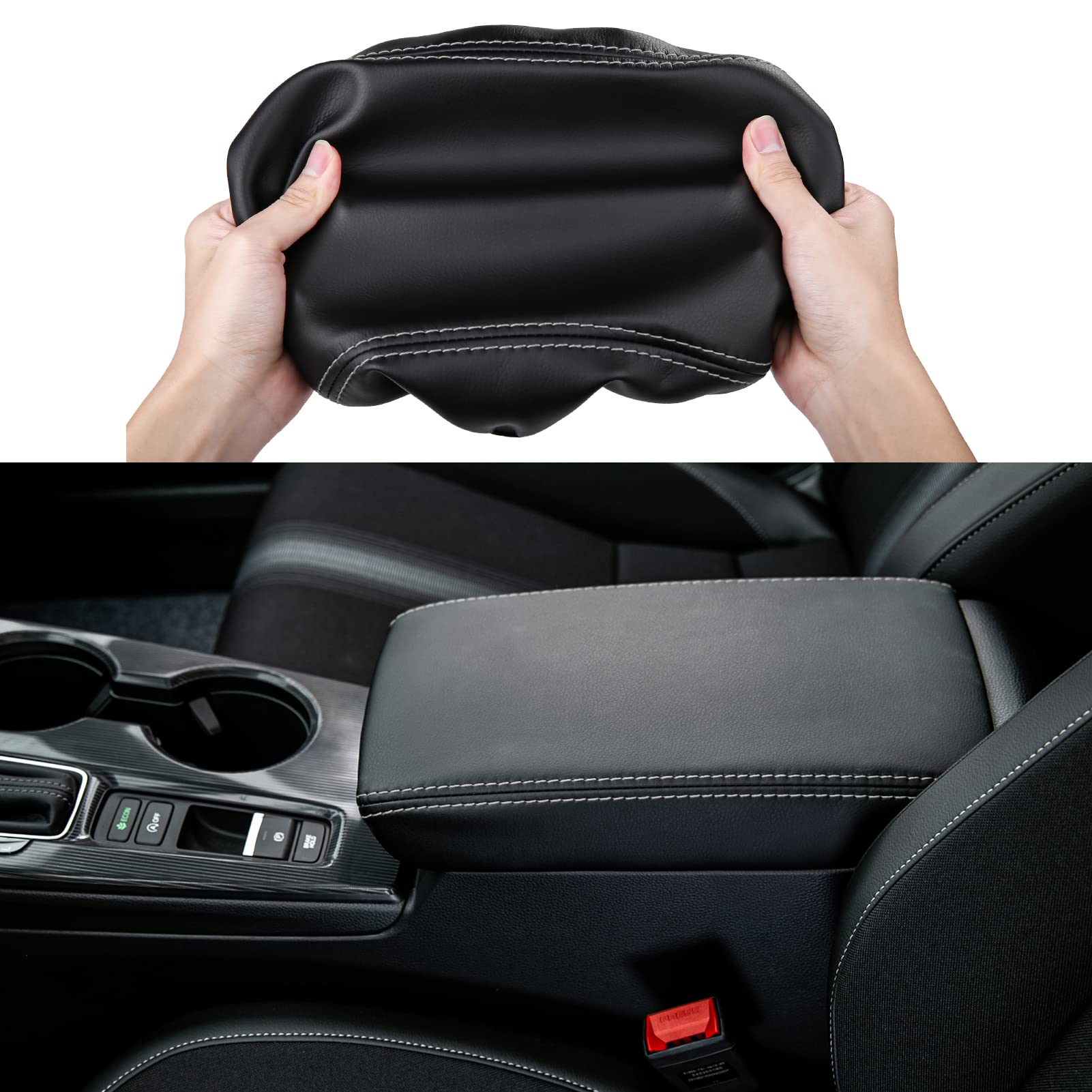 CKE for Honda Civic 2022-2026 Armrest Cover -Black (Gray line) - Product Imagery