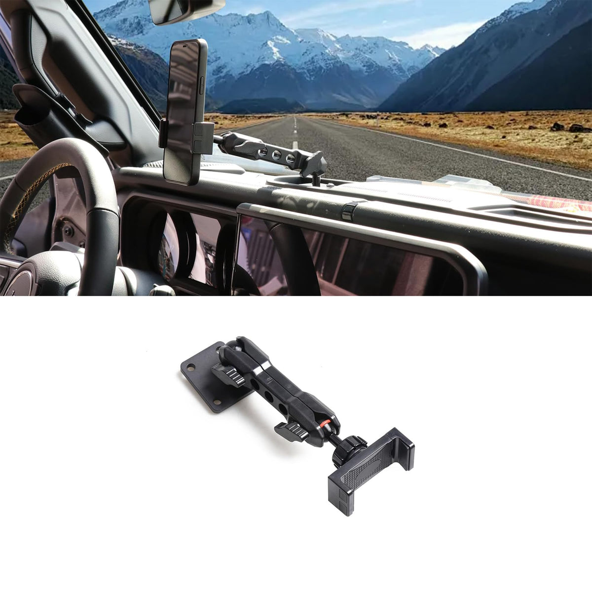 Dash Phone Mount for 2024-2026 Jeep Wrangler JL 2/4 Door/4XE & - Product Imagery