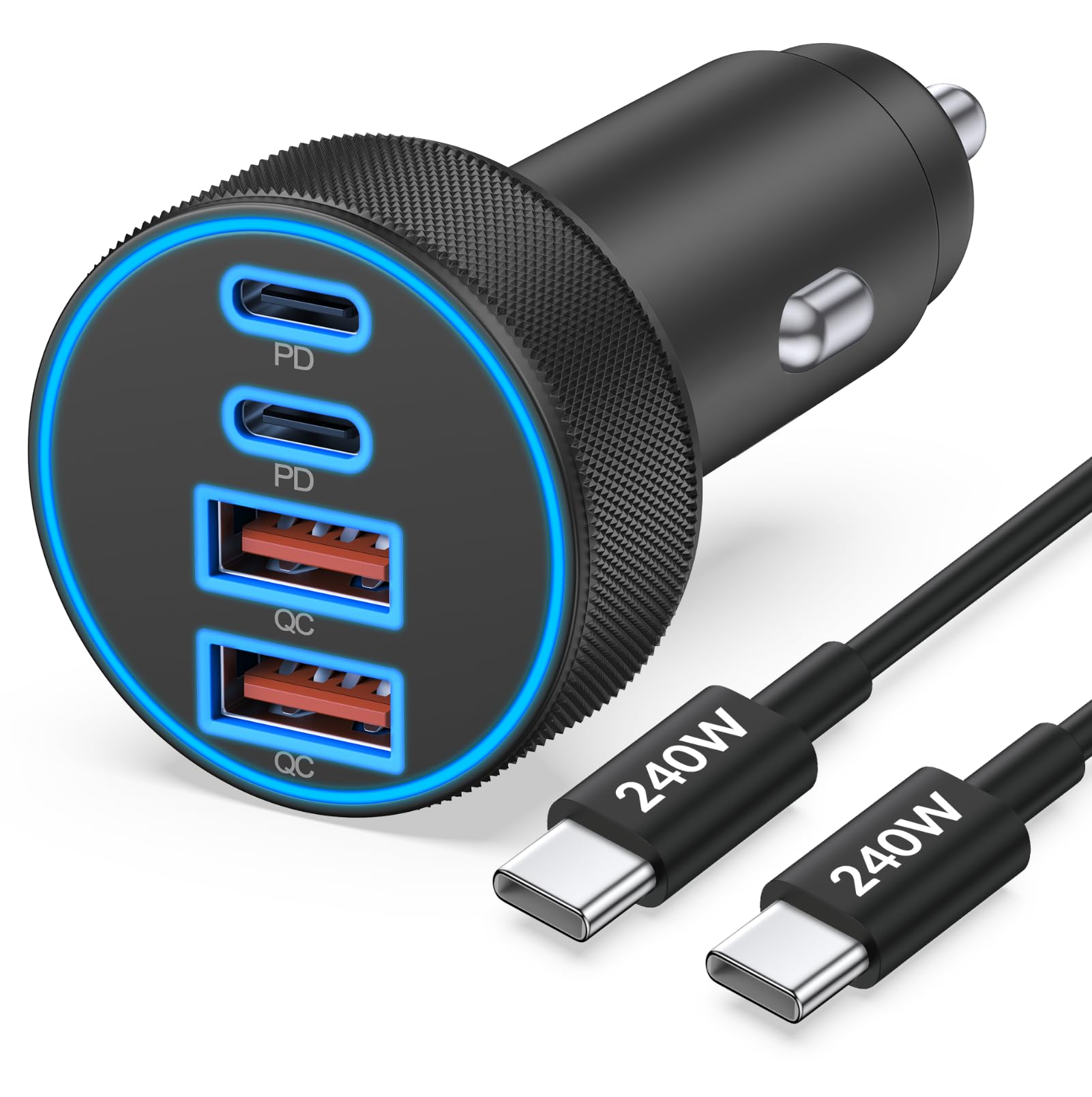 iPhone 17 16 15 Car Charger Fast Charging, 90W 4Port USB C Fast - Product Imagery