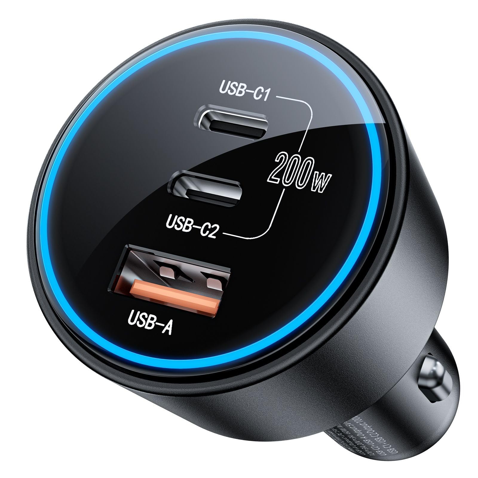 USB C Car Charger Fast Charging 200W, Dual PD 100W Type C Car - Product Imagery