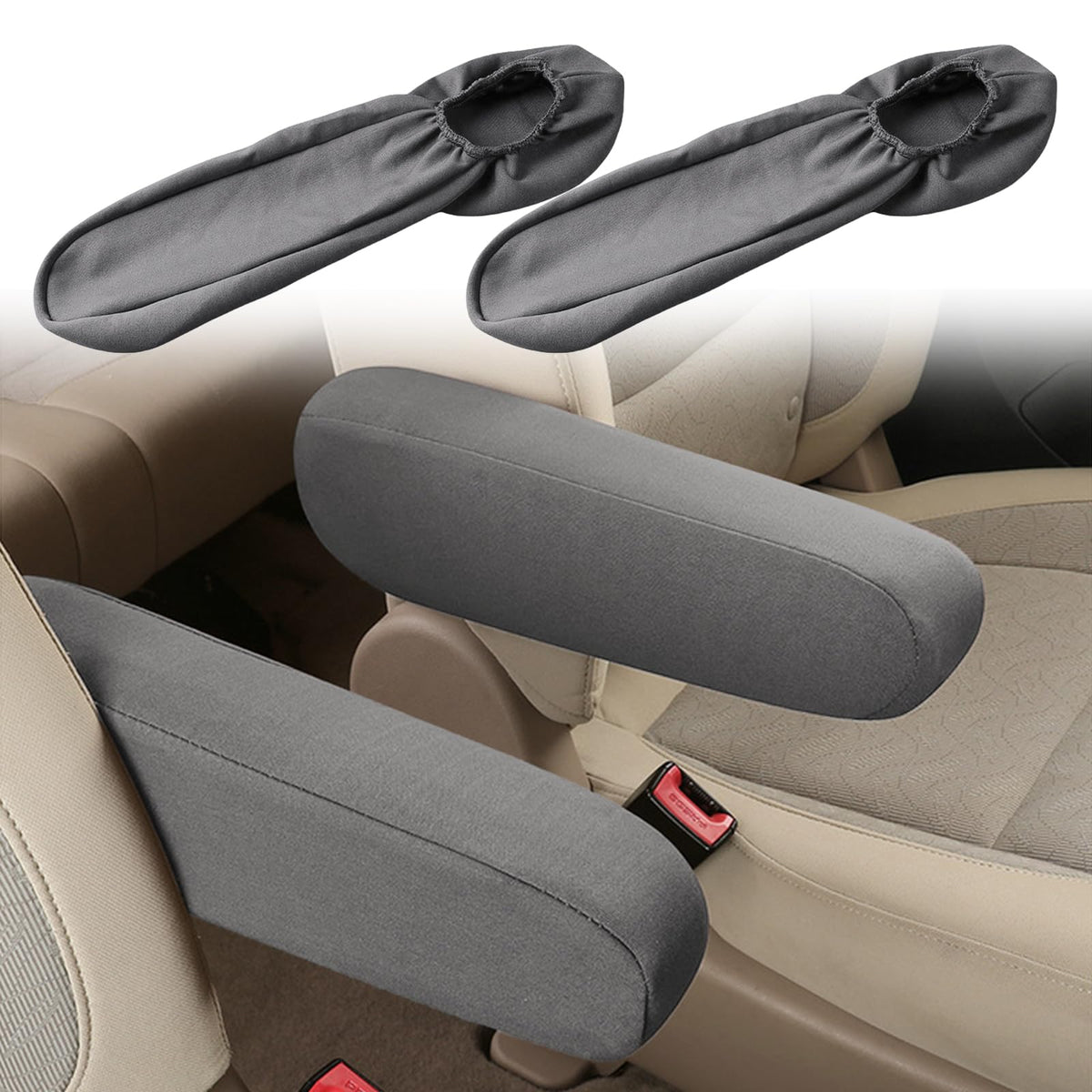 2PC Car Front Seat Armrest Covers,Universal Size Seat Arm Rest - Product Imagery