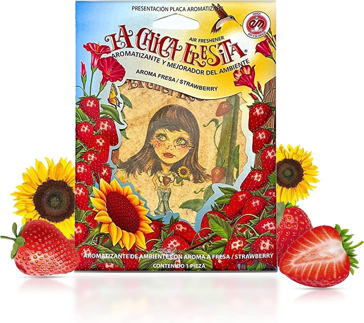 6 pack Strawberry La Chica Fresita air Fresheners Aromatizante - Product Imagery