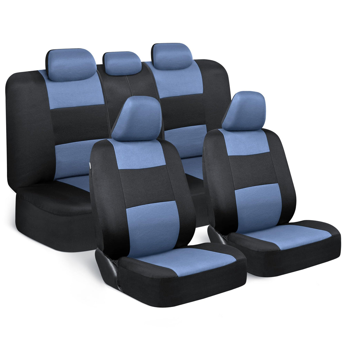 BDK PolyPro Car Seat Covers Full Set in Blue Gray on Black, - Product Imagery
