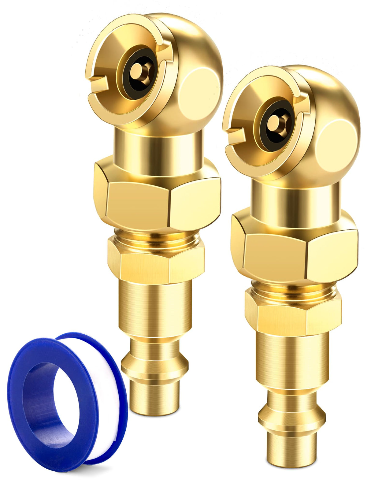 LUMITECO 2-Pack Ball Foot Air Chuck Set, 1/4" FNPT Closed Flow - Product Imagery