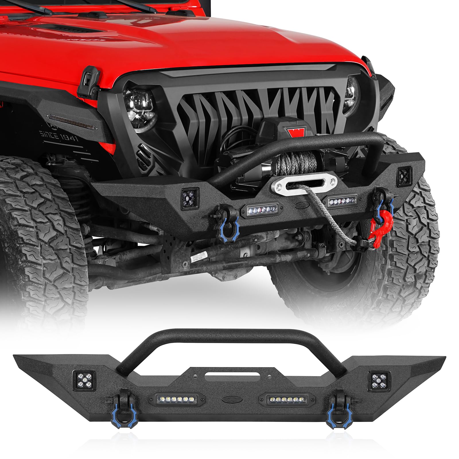 Hooke Road Mid Width Front Bumper for 2007-2026 Jeep Wrangler JK - Product Imagery