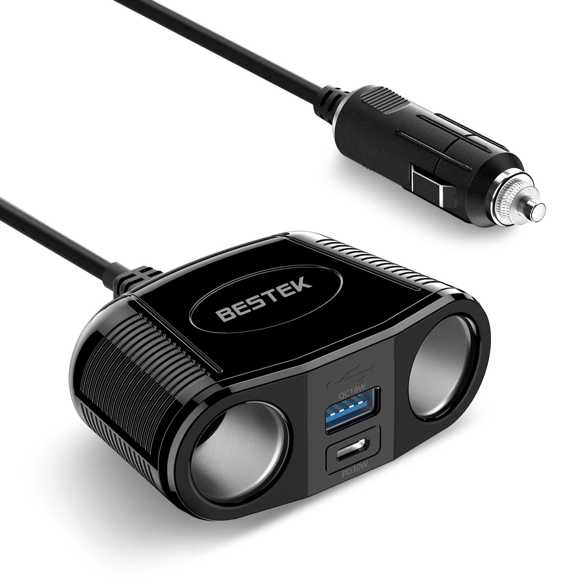 BESTEK 150W 4 in 1 Cigarette Lighter Splitter with USB-C PD 30W - Product Imagery