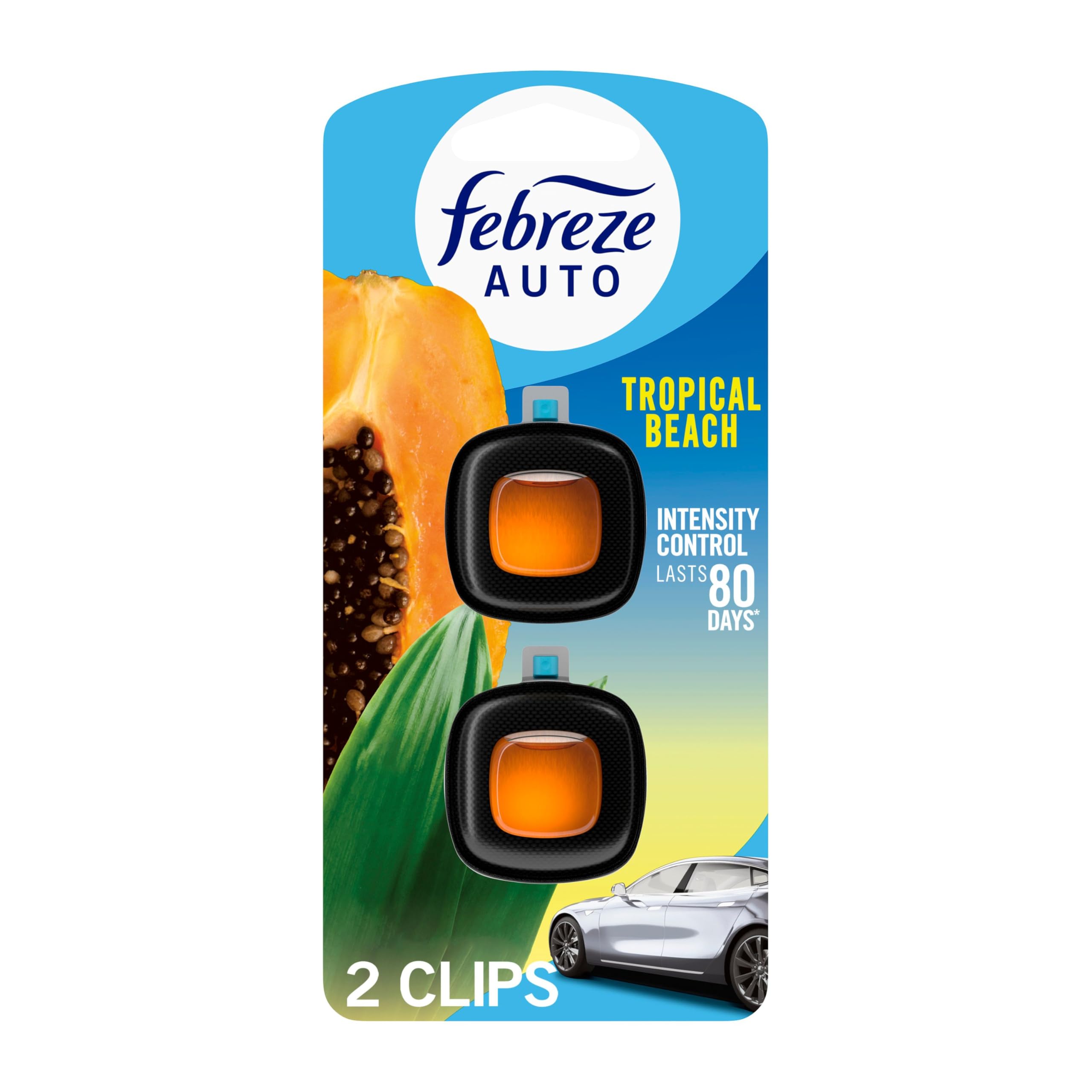 Febreze AUTO Air Freshener, Odor-Fighting Automotive Vent Clip, - Product Imagery