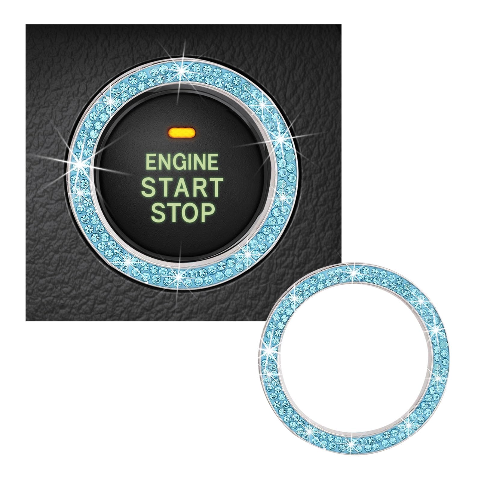 Kewucn Bling Crystal Double Rhinestone Car Engine Start - Product Imagery