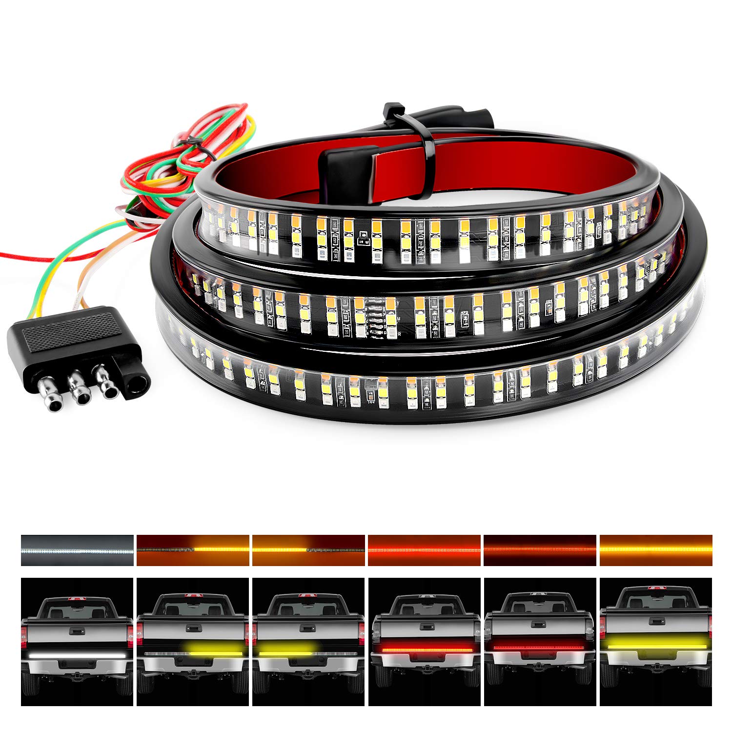 Nilight TR-04 Truck Tailgate Bar 60" Triple Row 504 LED Strip - Product Imagery