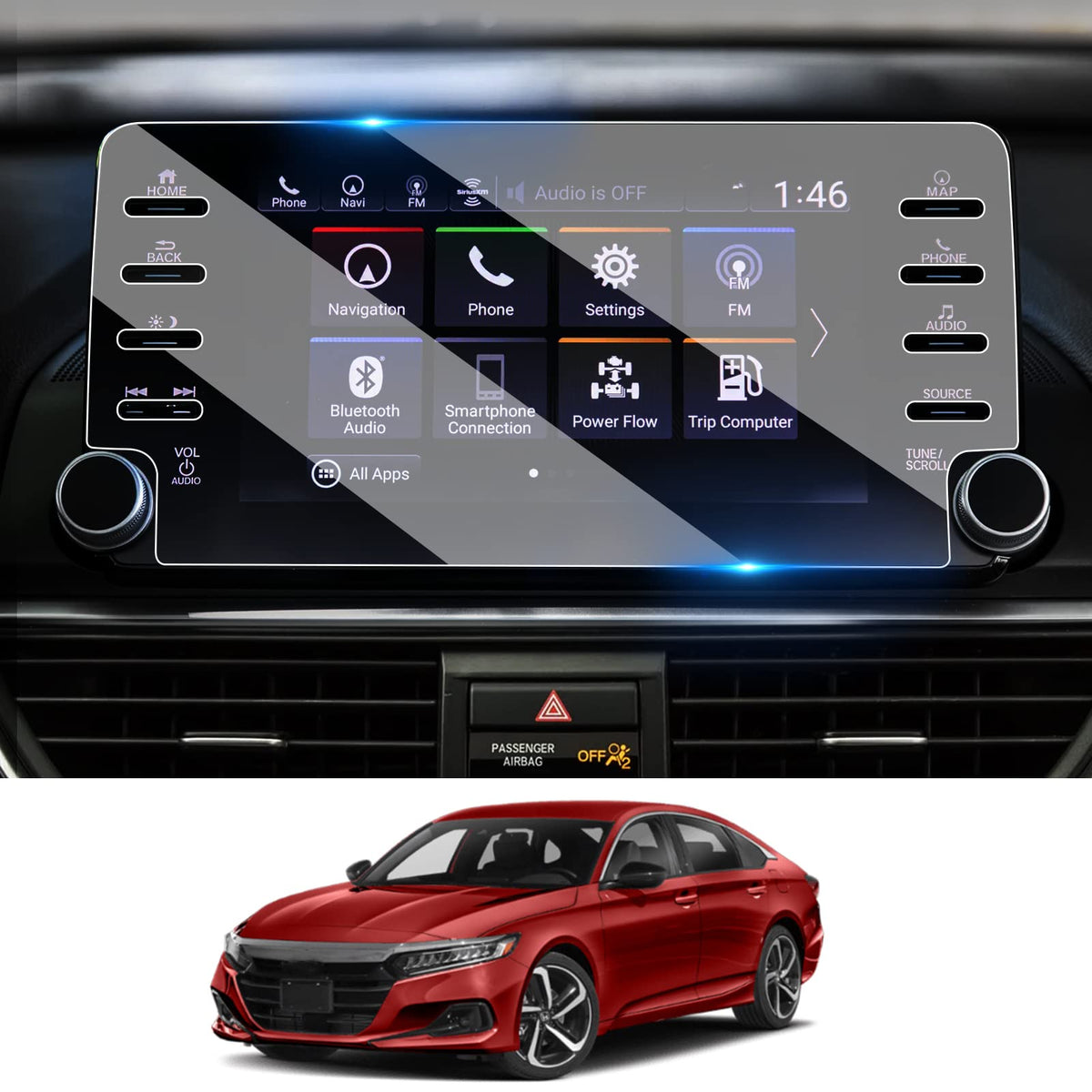 Moonlinks Compatible with Accord 2018-2022 Tempered Glass Screen - Product Imagery