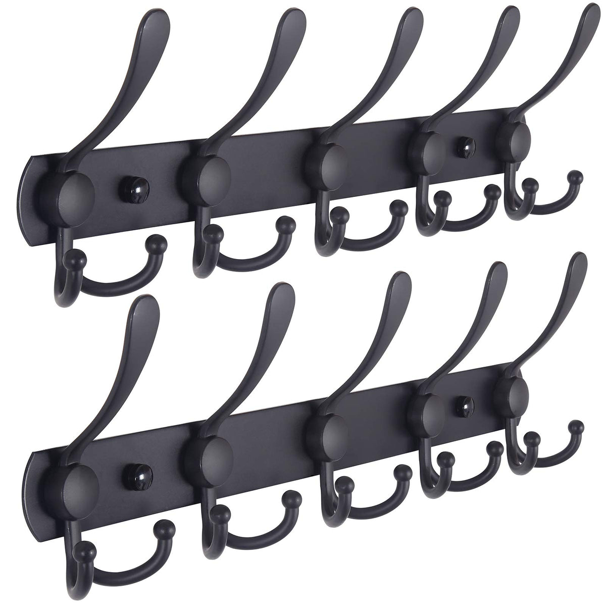Dseap Coat Rack Wall Mounted - 5 Tri Hooks, Heavy Duty, - Product Imagery