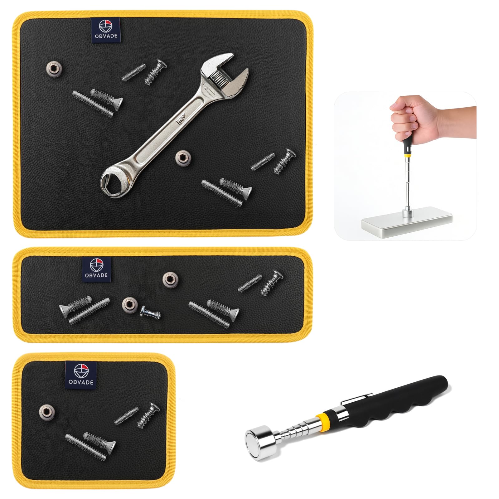 Magnetic Tool Mat Set, 4 Pack Tool Mat Set with Telescoping - Product Imagery