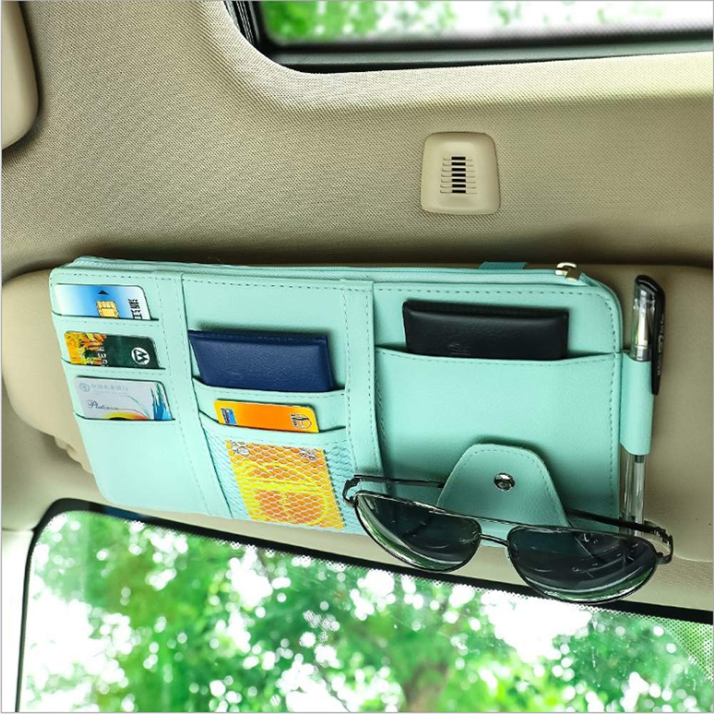 Blue Car Sun Visor Organizer, Lightweight Travel Document Visor - Product Imagery