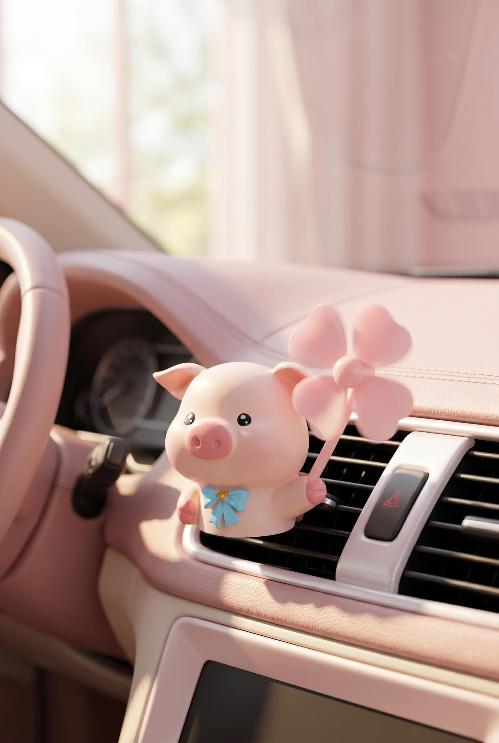Cute Car Air Vent Clip, Piggy Spinning Fan Ornament, 3D Animal - Product Imagery