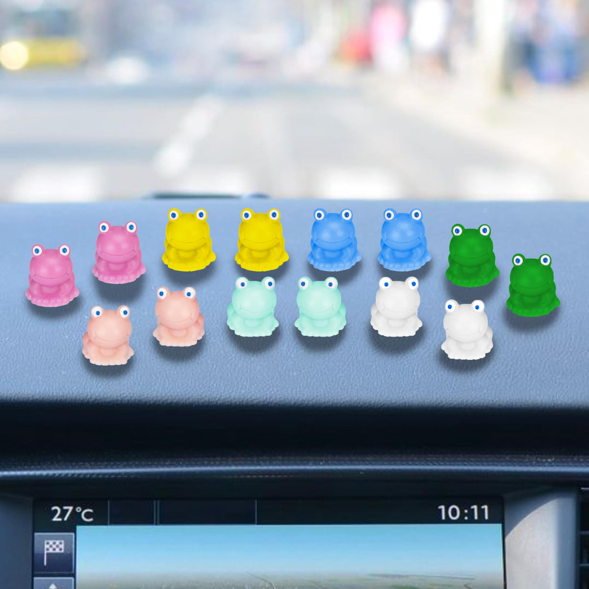 14 PCS Mini Frog Car Dashboard Decorations, Funny Frog Car - Product Imagery