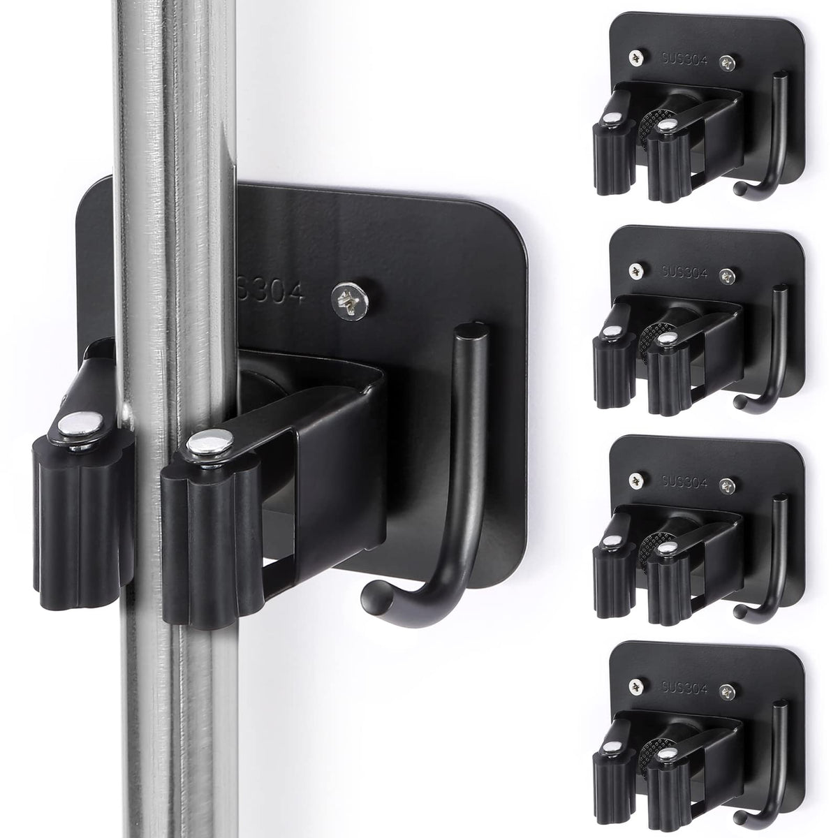 Stainless Steel Broom Holder, Heavy Duty, Rust Resistant, 4 - Product Imagery