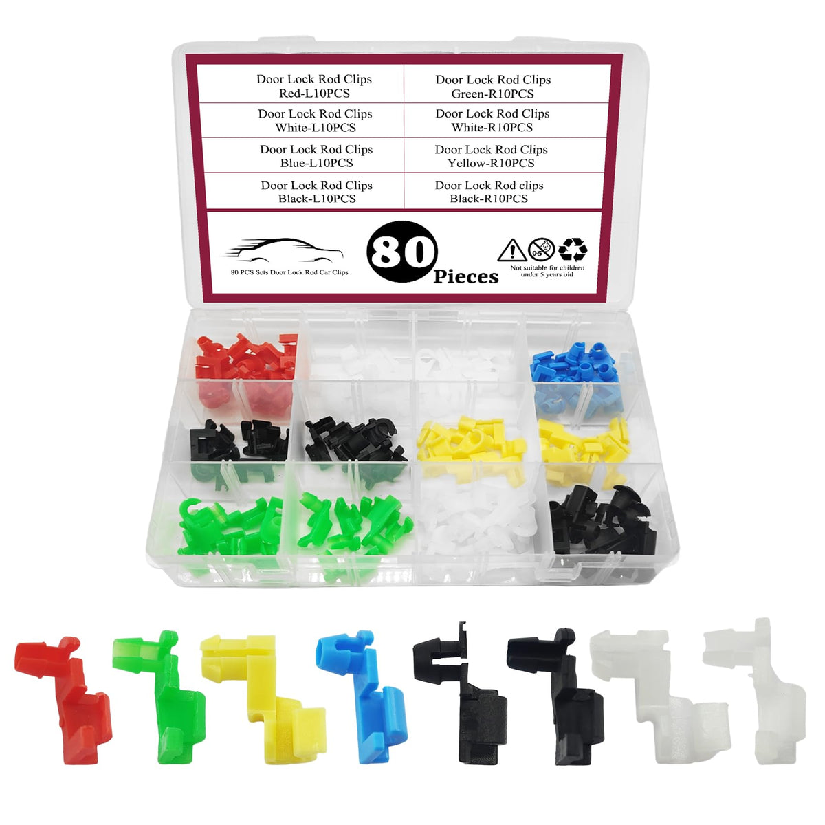 80PCS Door Lock Rod Car Clips Assortment Kit, Door Install - Product Imagery
