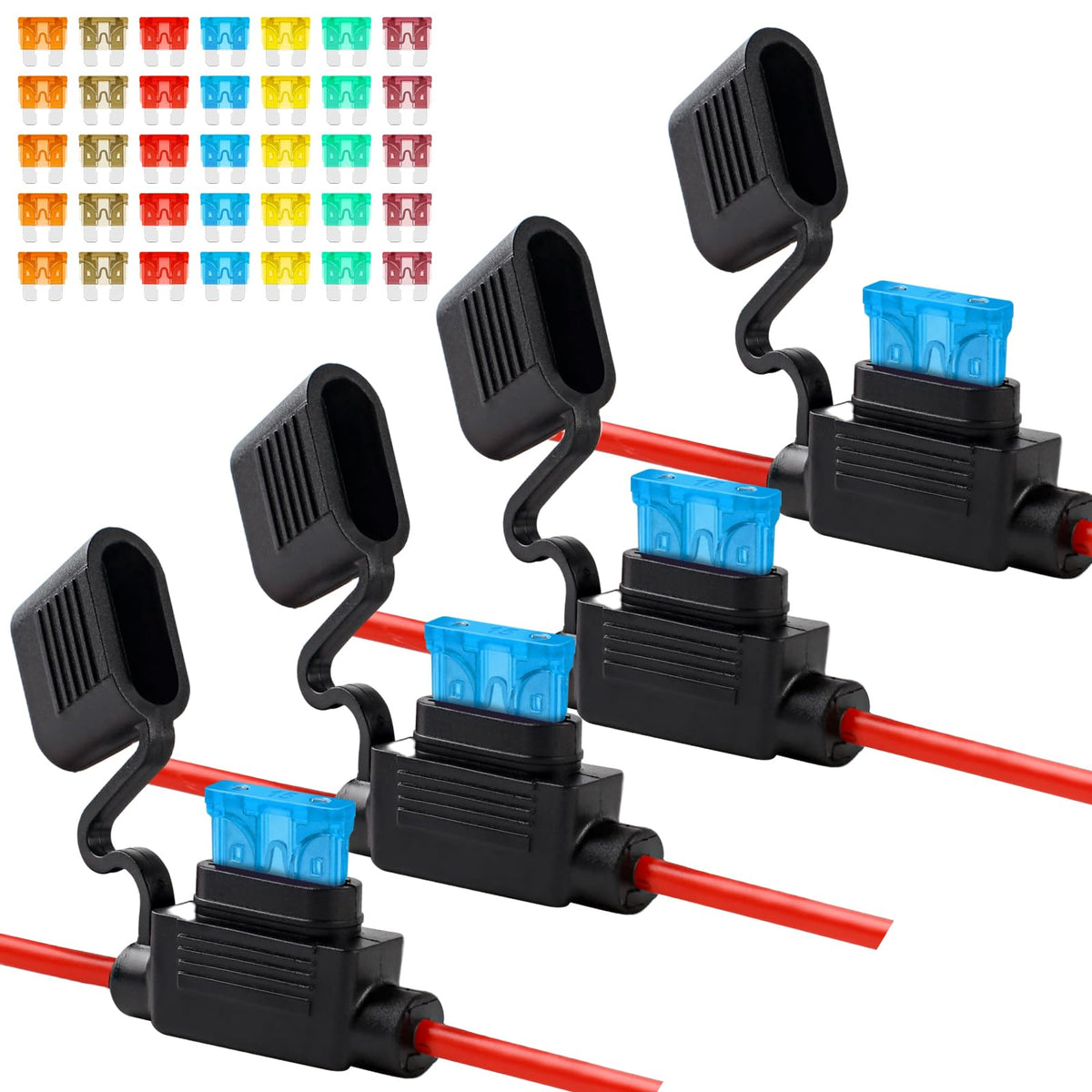 Cooclensportey 4 Pack 12AWG Waterproof Inline Fuse Holder - Product Imagery