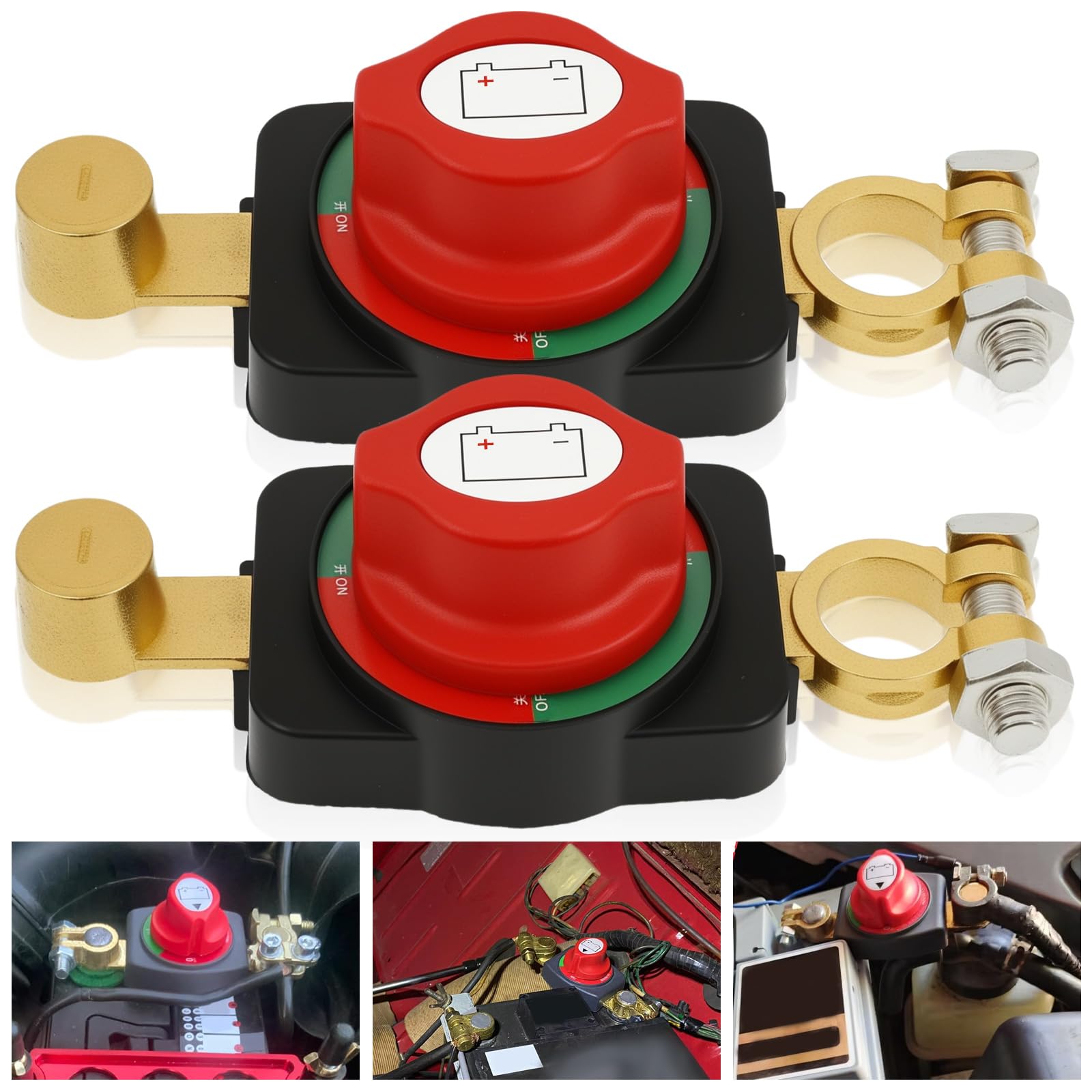 2PCS Battery Disconnect Switch Top Post, Battery Cut Off Switch - Product Imagery