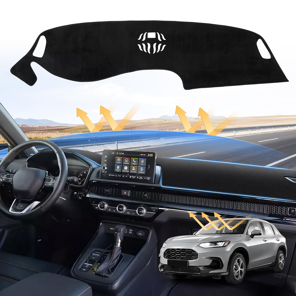 Sunsdrew Dash Cover for Honda HR-V 2023-2026 Dashboard Cover Mat - Product Imagery