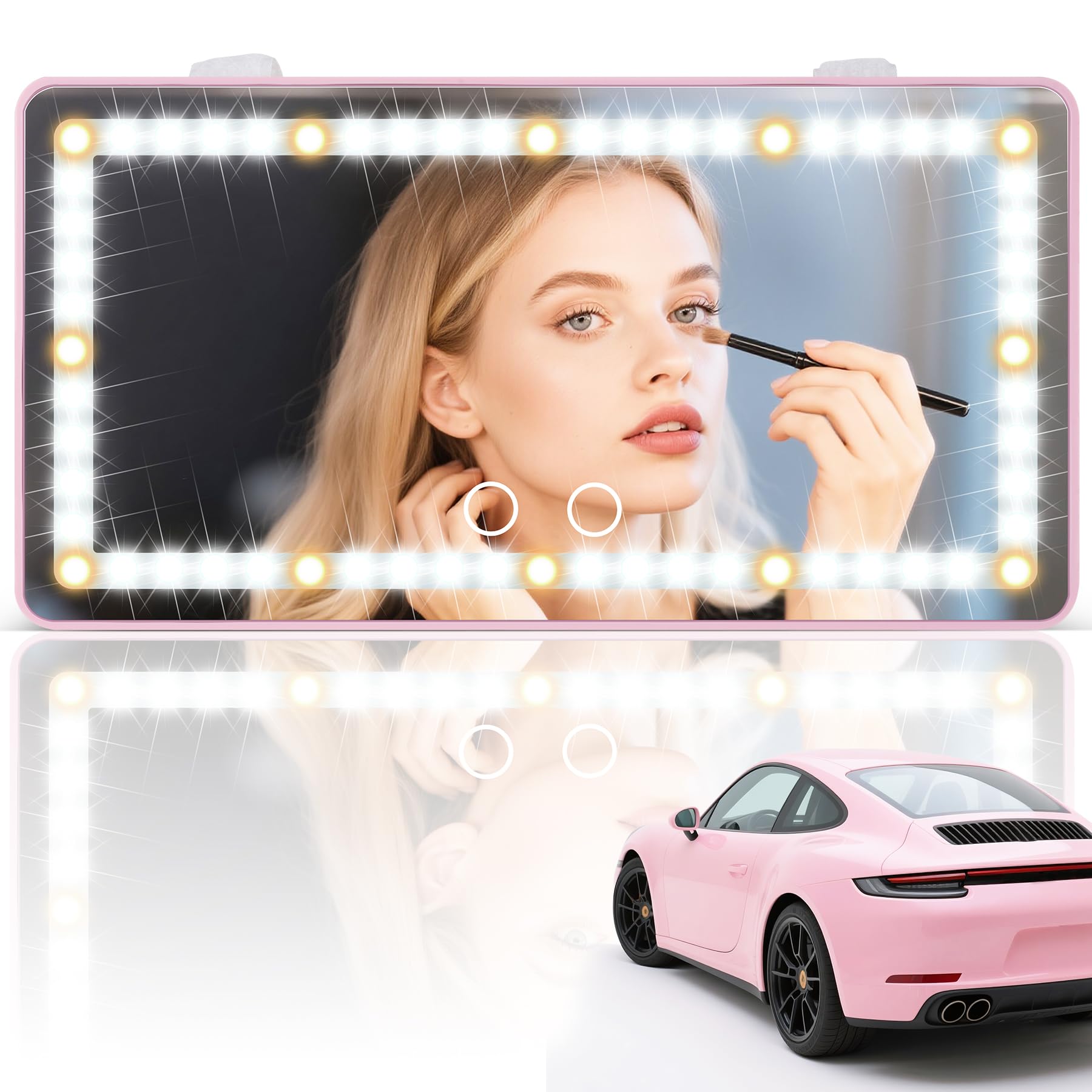 SINGARO Car Sun Visor Vanity Mirror - Rechargeable Makeup Mirror - Product Imagery