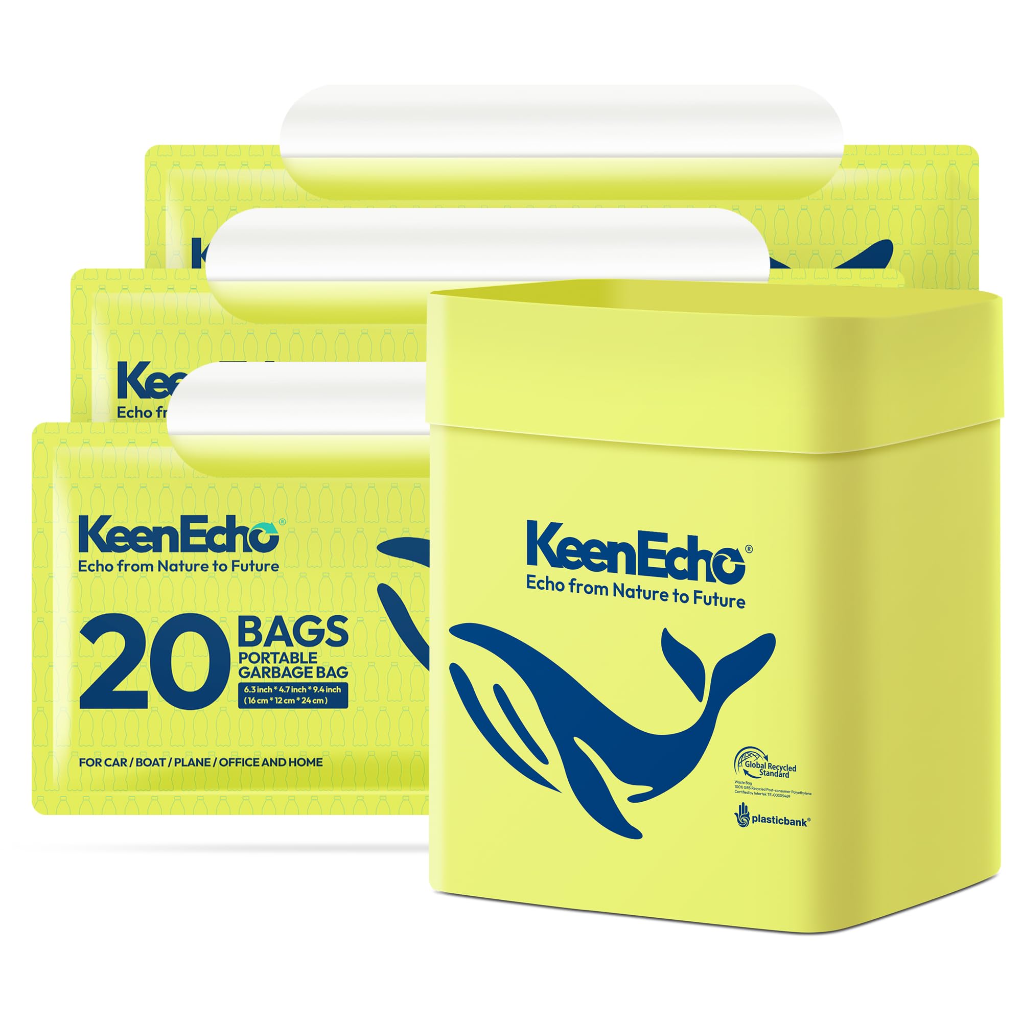 Disposable Car Garbage Bin Bags, 60 pcs, Yellow, Vomit Trash - Product Imagery
