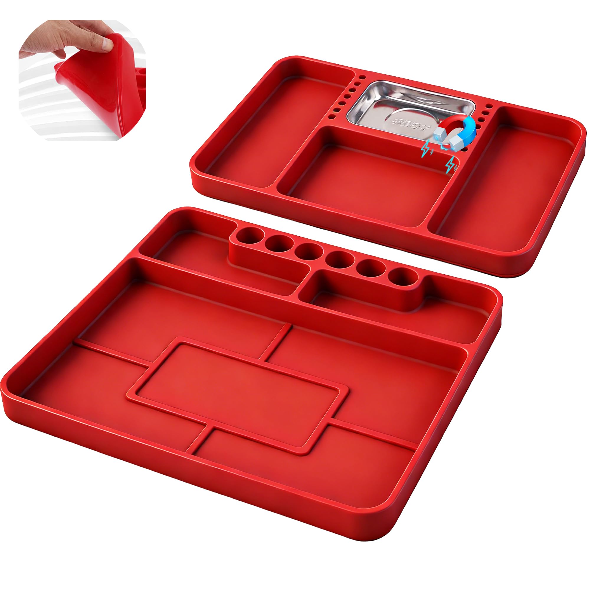 SEDY Premium Silicone Tool Tray, Automotive Non-Slip Flexible - Product Imagery