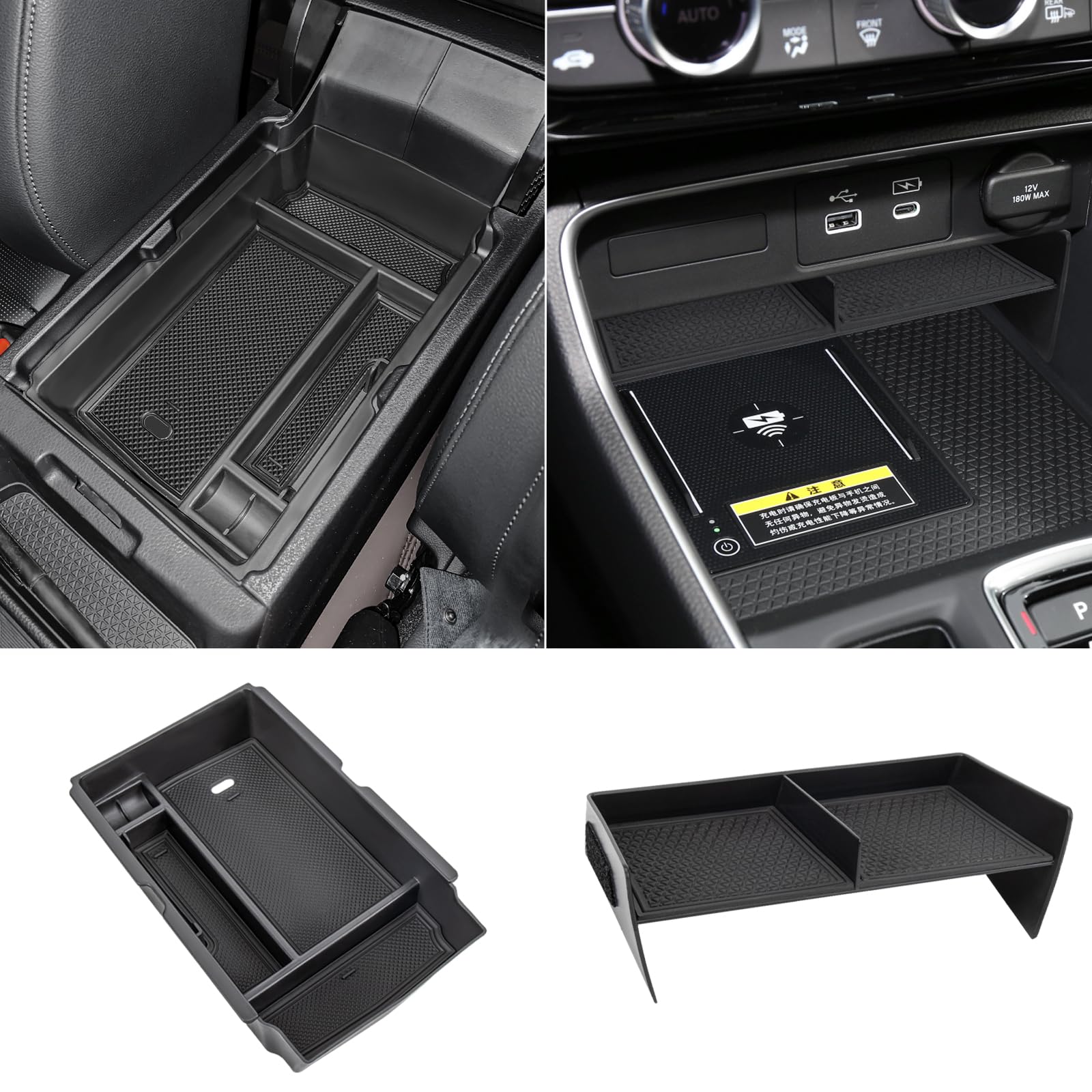 2PCS Center Console Organizer Tray and Armrest Storage Box - Product Imagery