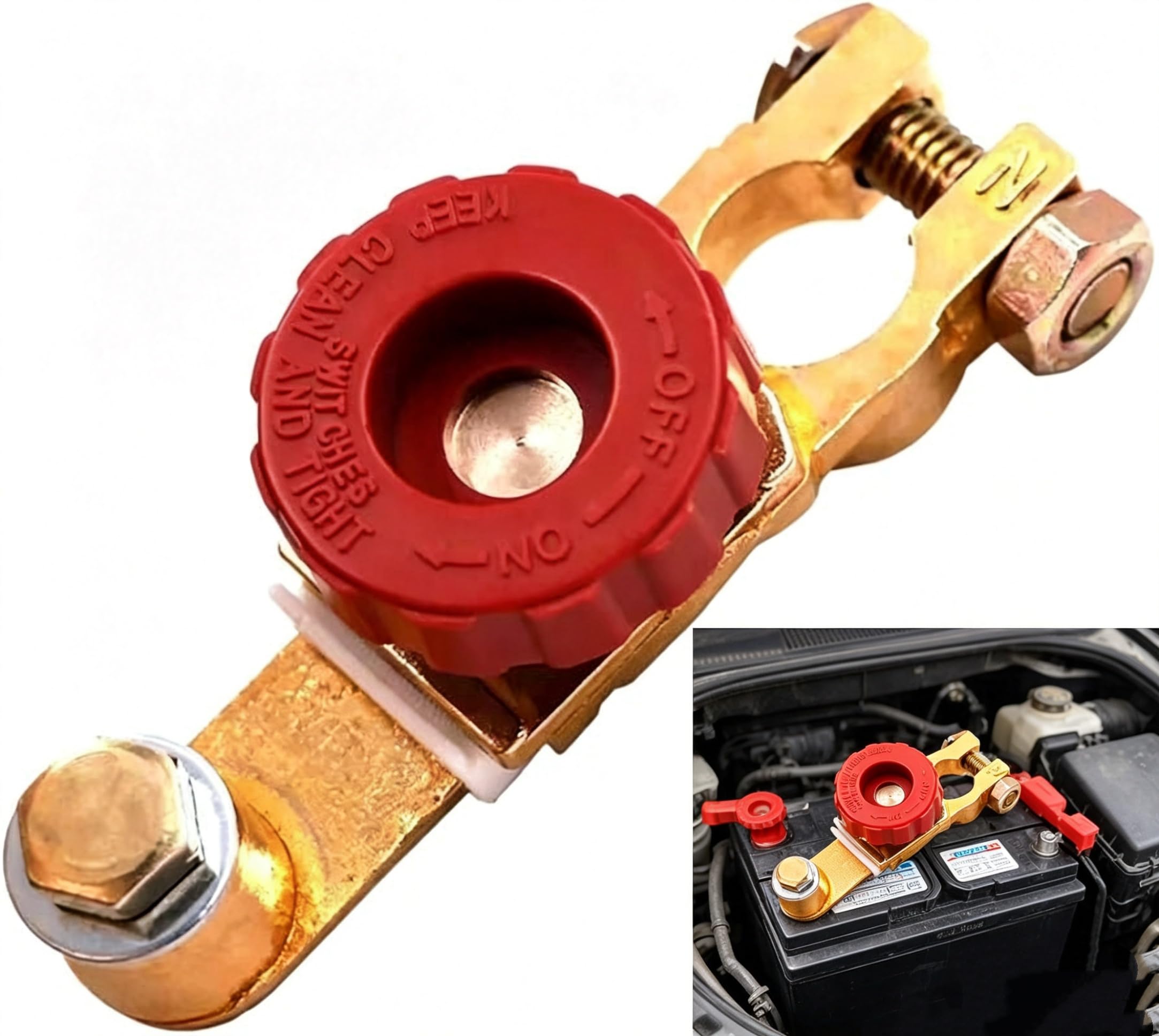 Top Post Battery Disconnect Switch, 12V/125A, Red - Product Imagery