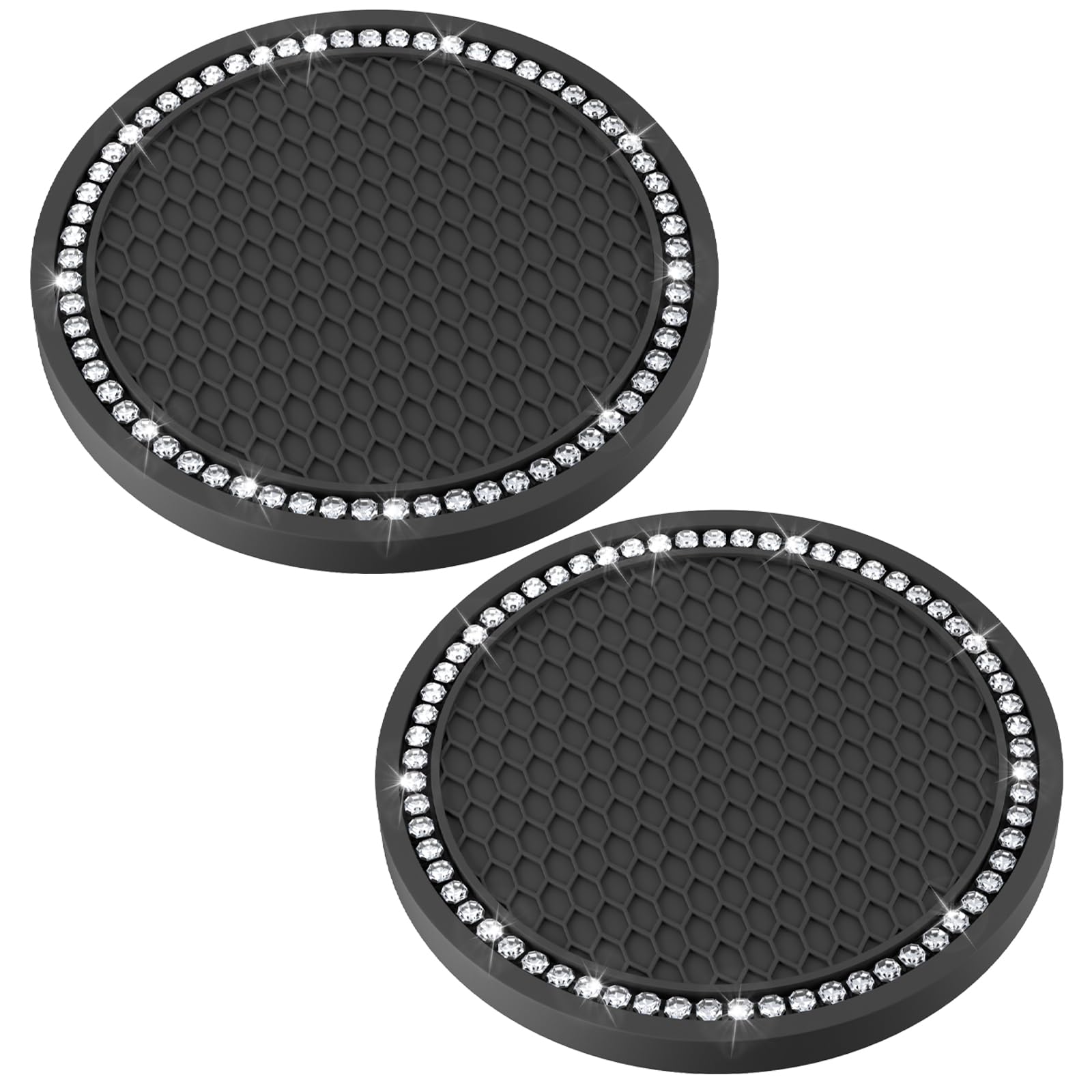 BFXM 2 PCS Bling Cup Holder Coasters for Car 2.75 inch (White - Product Imagery