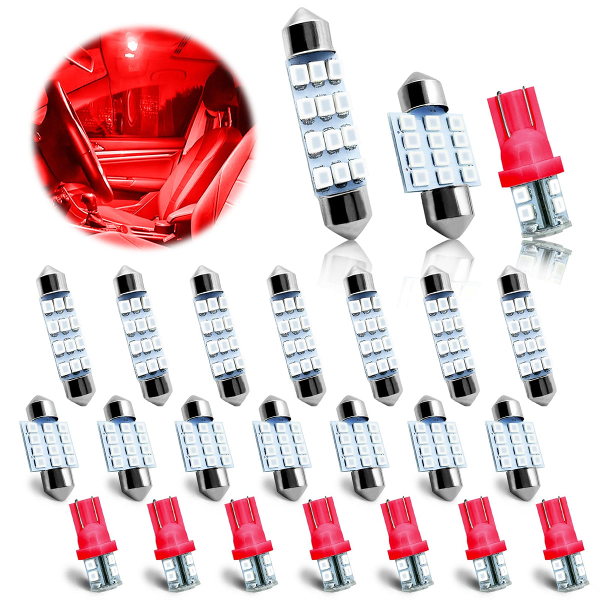 NTNEV 24PCS LED Interior Replacement Bulbs, Interior Car Lights, - Product Imagery