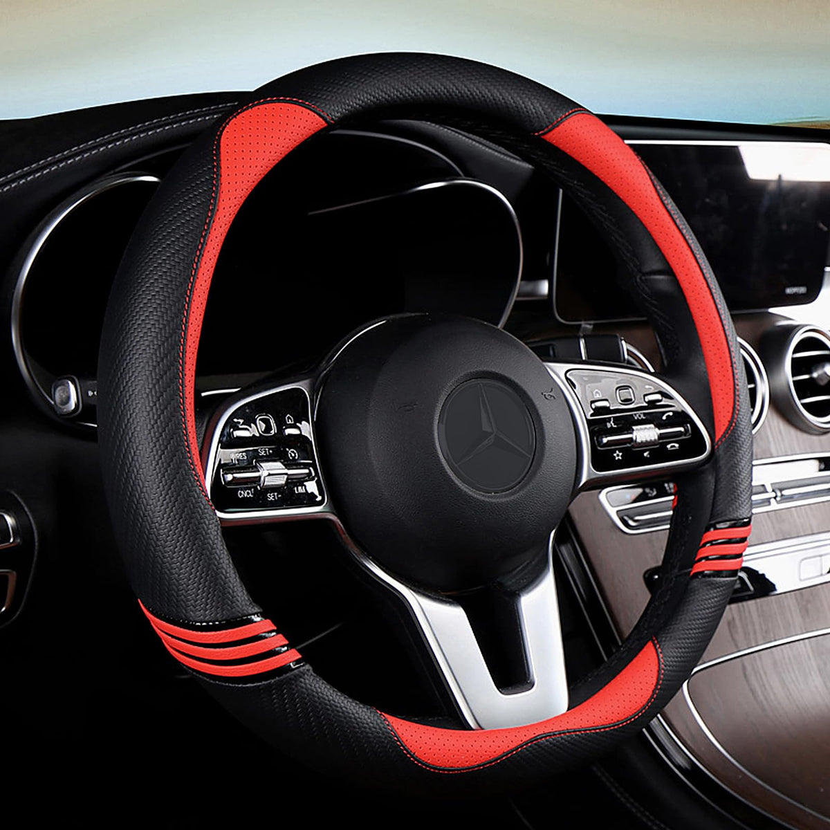 Iwantit® Premium Grip Steering Wheel Cover with Anti-Slip Rubber - Product Imagery