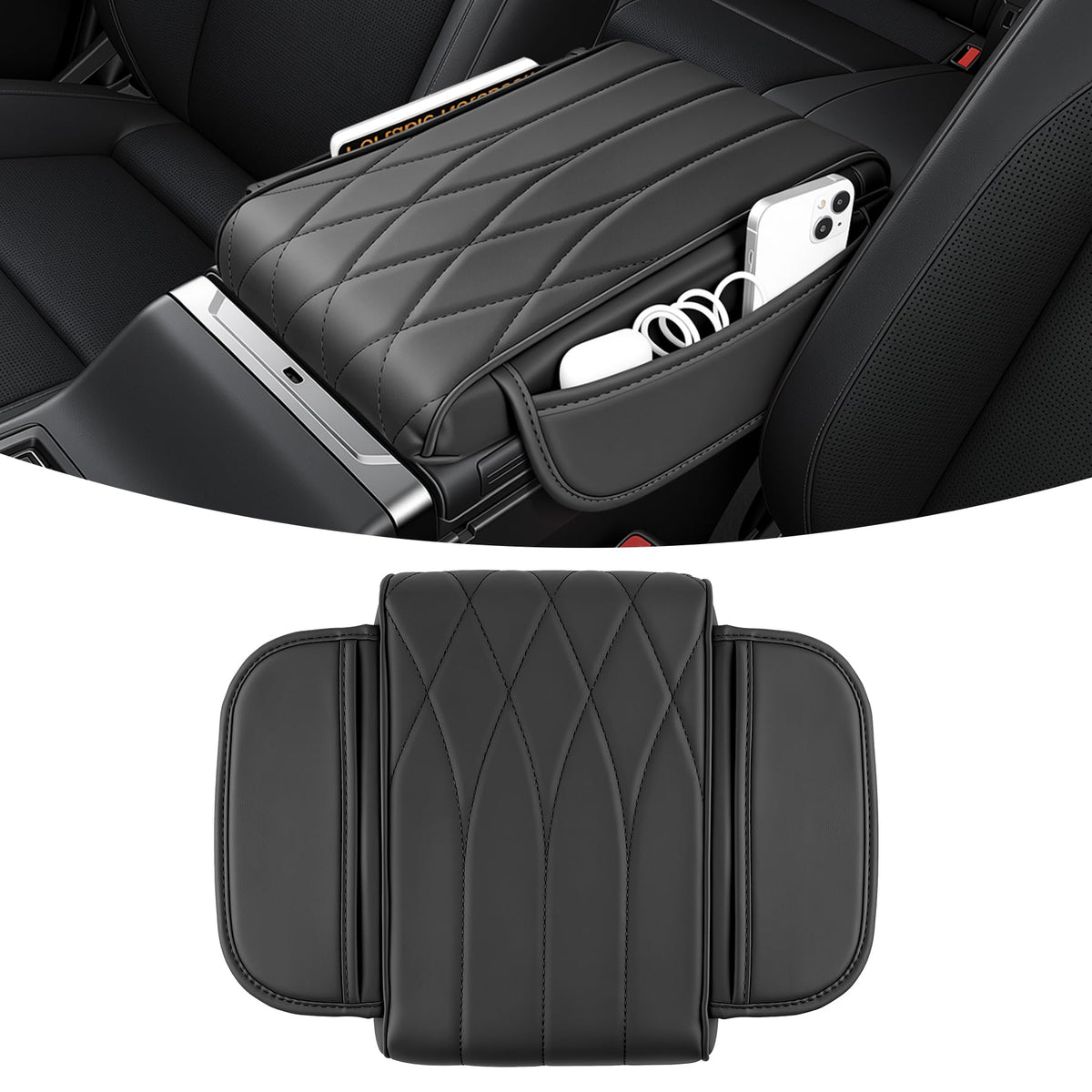 SINGARO Car Center Console Cover Pad, Universal Leather - Product Imagery