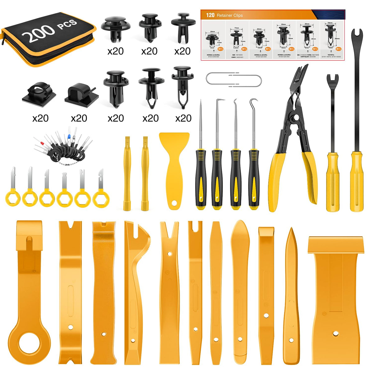 GOOACC 200Pcs Trim Removal Tool Auto Push Pin Bumper Retainer - Product Imagery