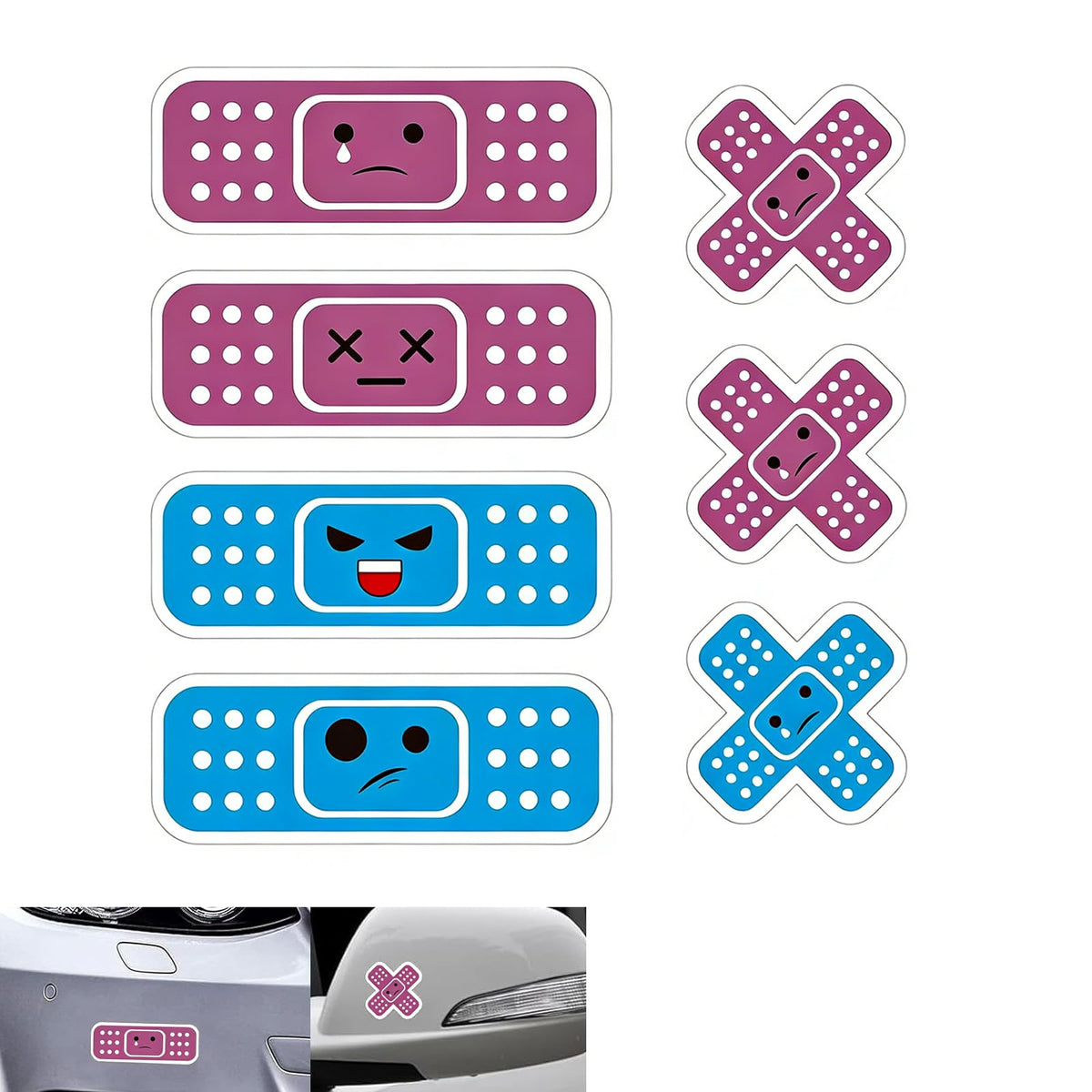 7PCS Car Bandaid Sticker, Funny Bandage Decal for Car Damage, - Product Imagery
