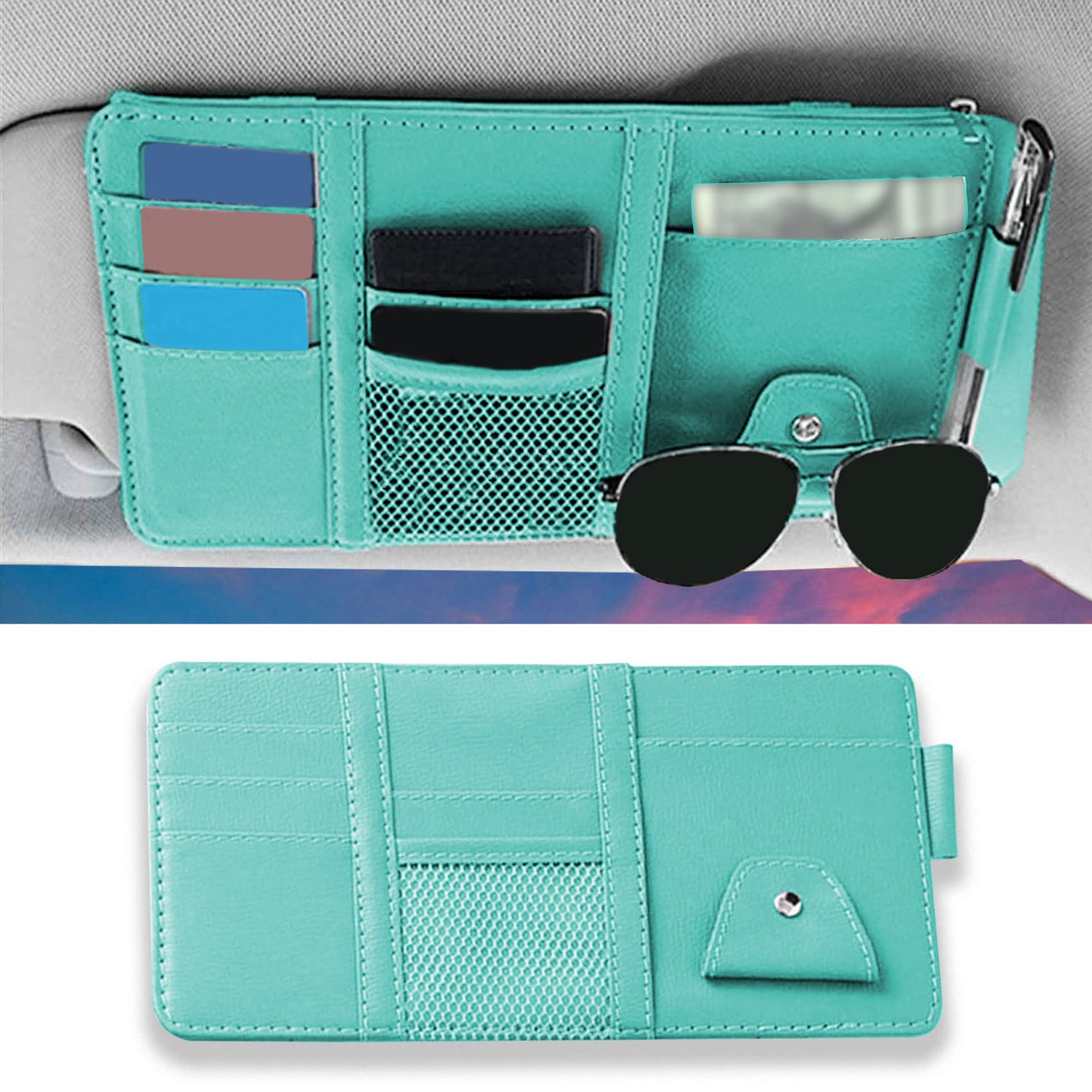 Car Sun Visor Organizer, Sunglasses Holder for Car Sun Visor - Product Imagery