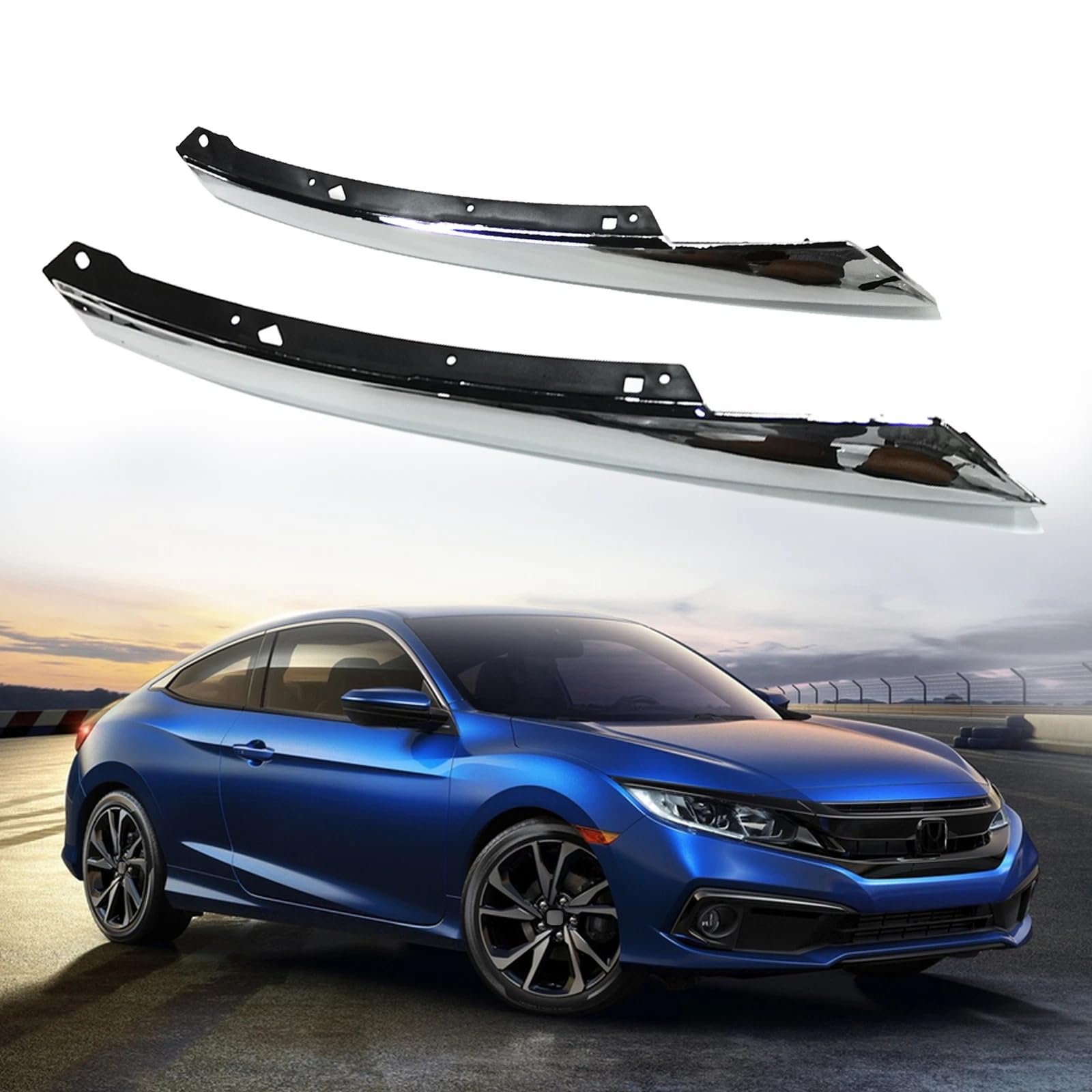 2PCS Chrome Grille Molding Headlight Eyelid Fits 2016-2018 Honda - Product Imagery