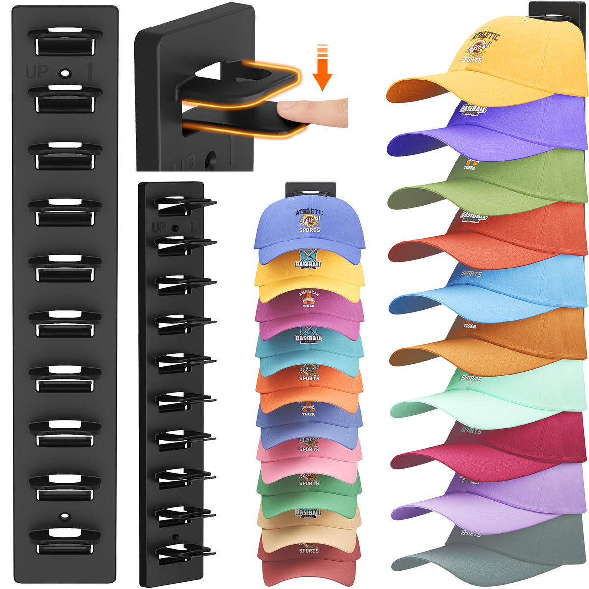 Lifewit Wall-Mounted Hat Organizer, 20 Baseball Caps Storage - Product Imagery