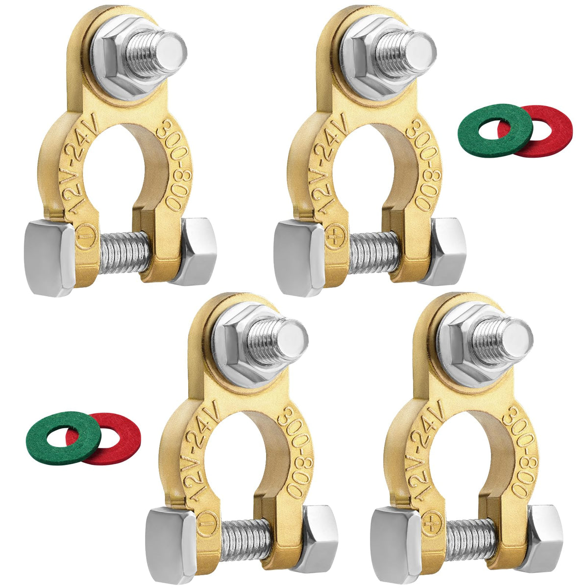 Battery Terminal Connectors 2 Pair, Battery Terminals M8 x 21mm - Product Imagery